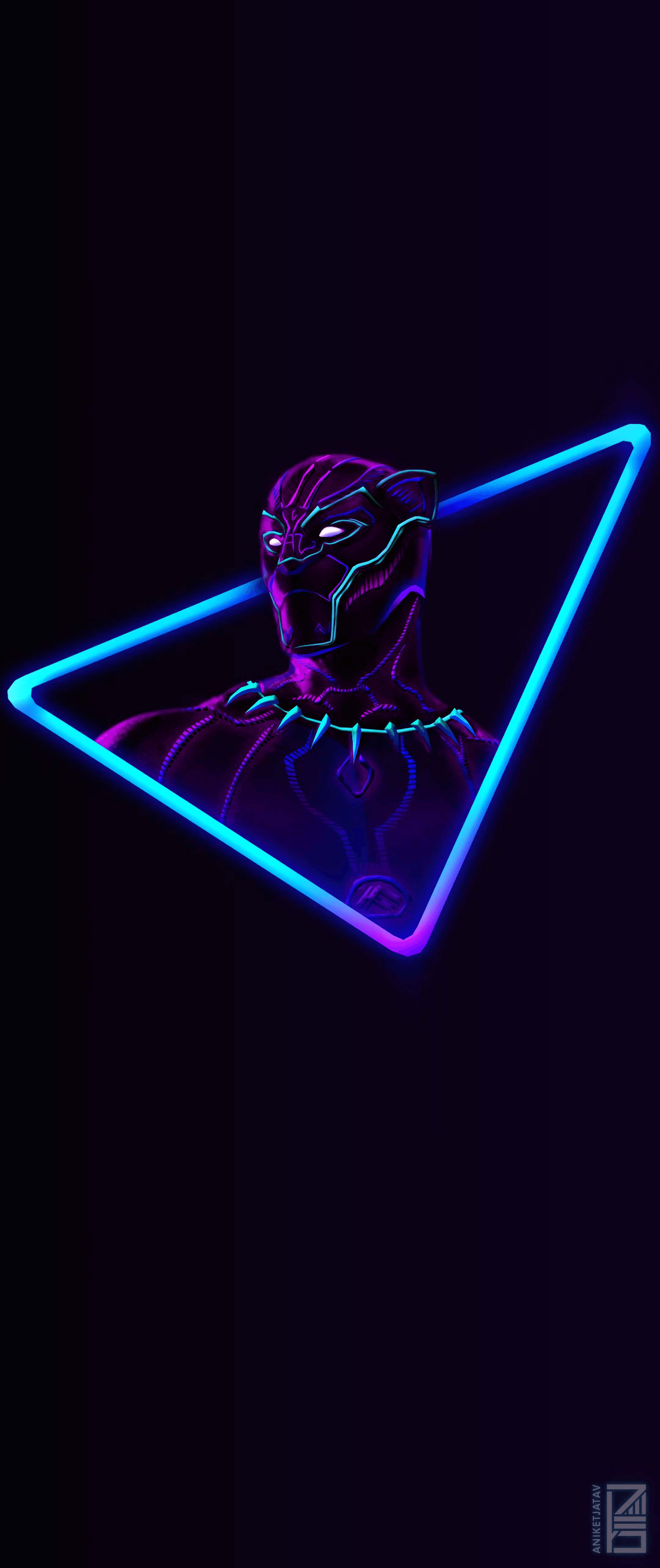 I Upscaled the Neon Black Panther artwork for phone wallpapers