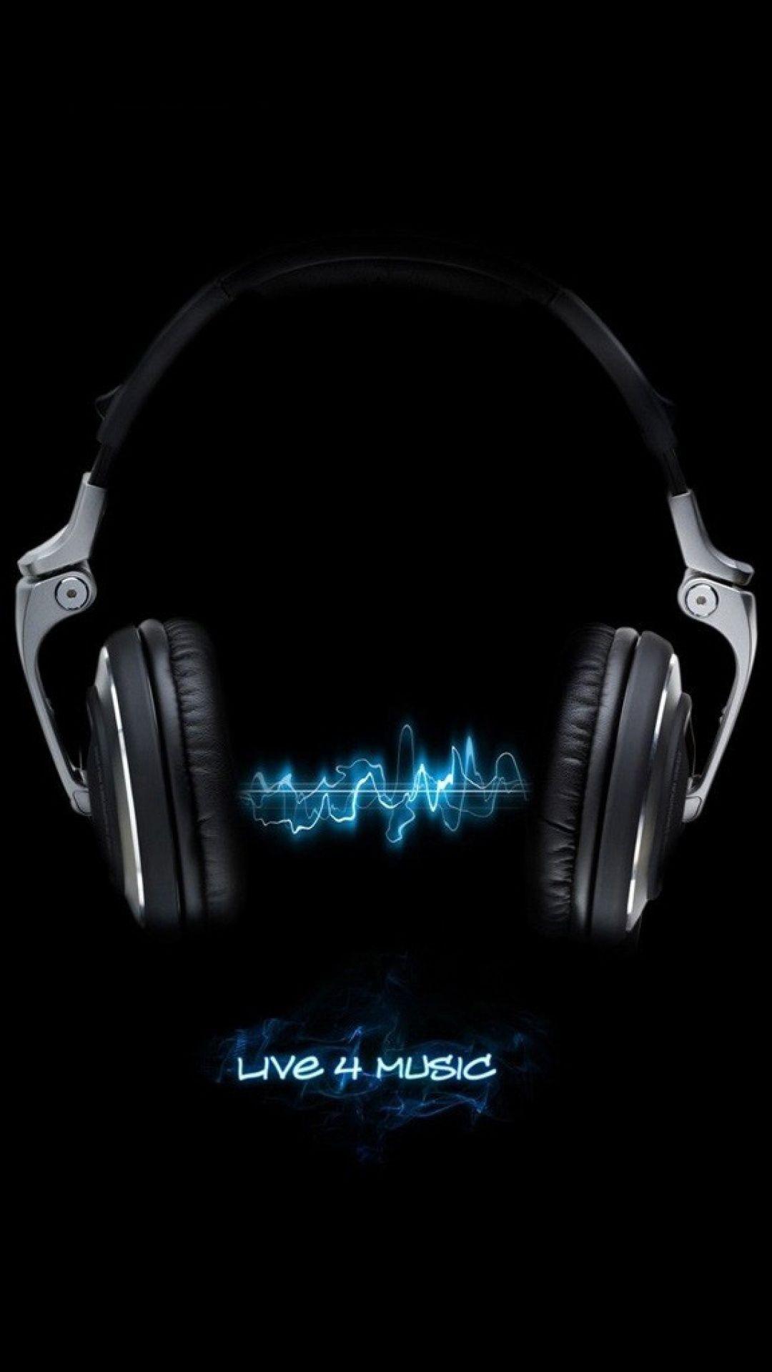 Live For Music Black Neon Blue Android Wallpaper free download