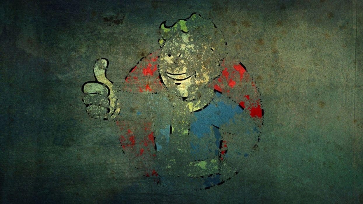 Video games Fallout grunge Vault Boy wallpaperx1080