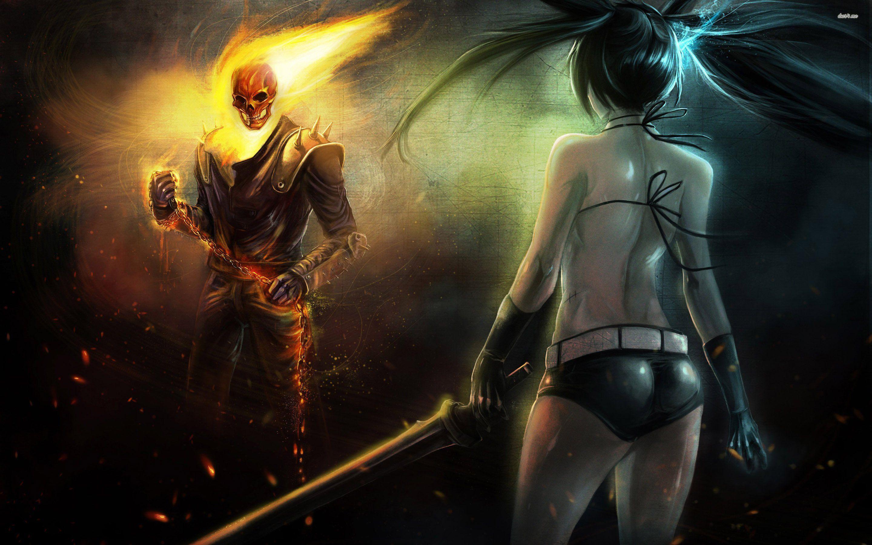 Black Rock Shooter Against Ghost Rider