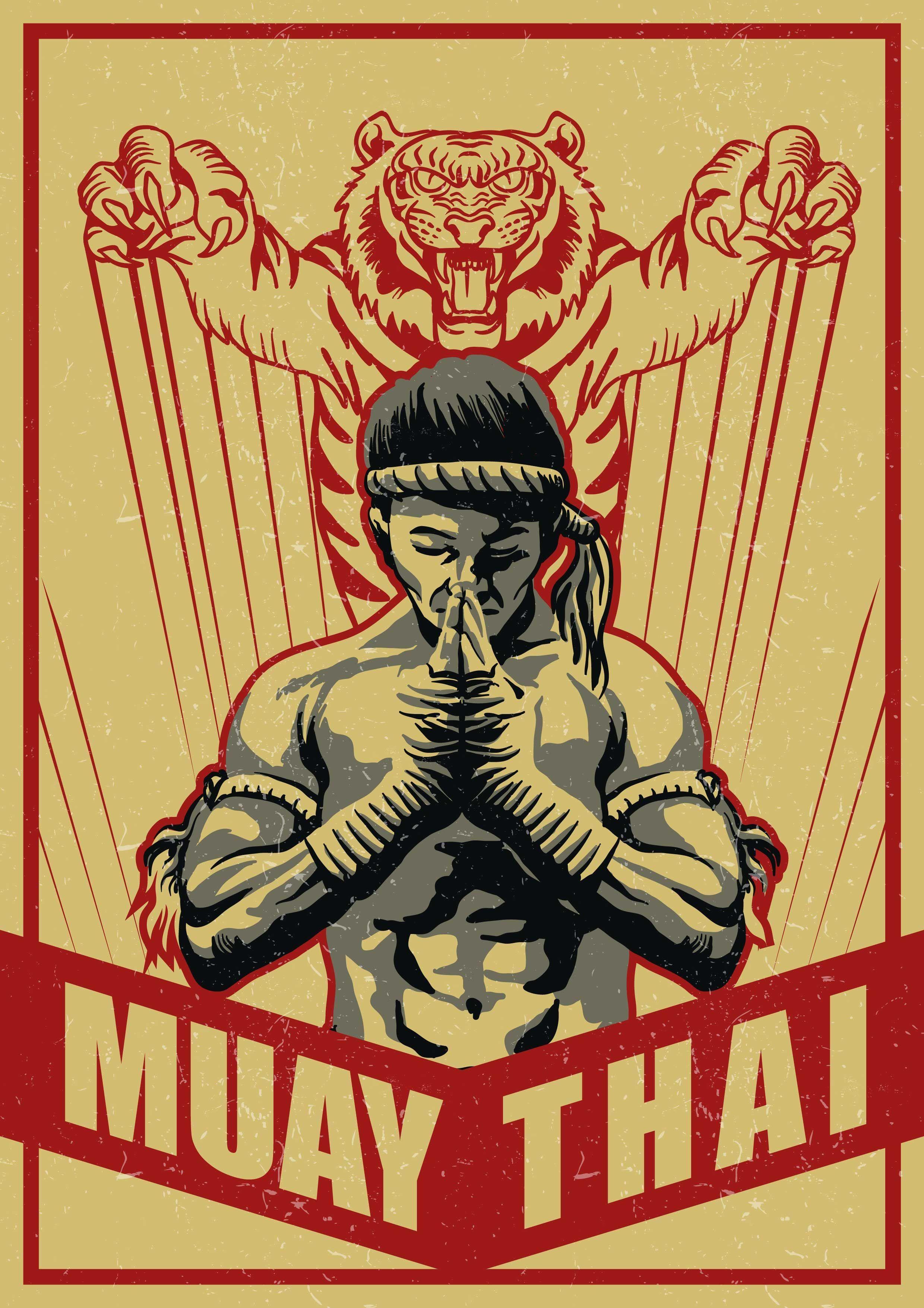Muay Thai Poster Vector. Vectors. Muay thai, Martial