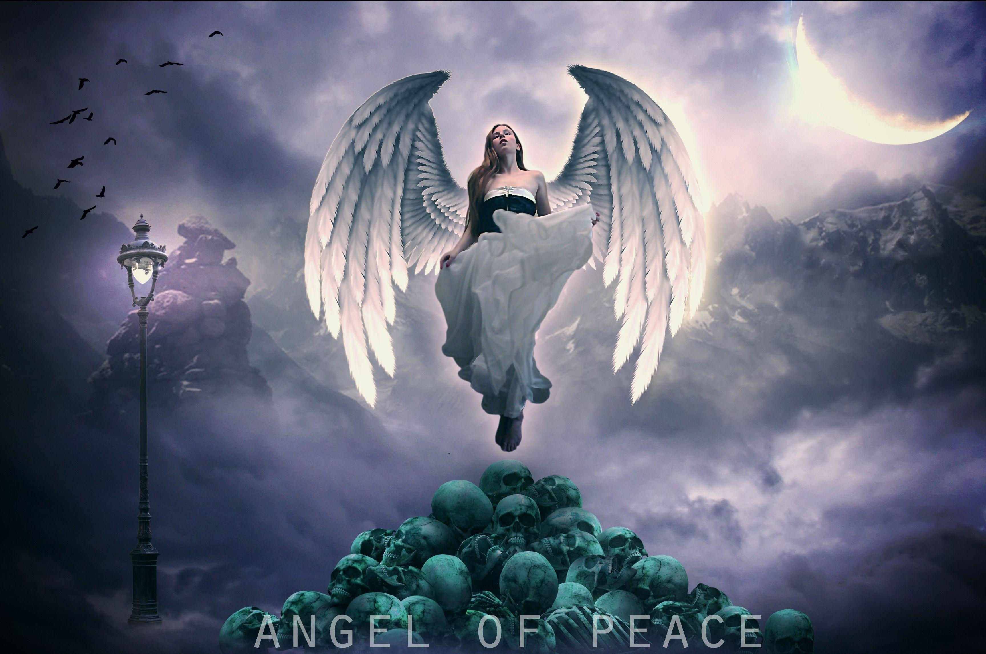 Wallpaper Angel, Peace, Goddess, Skulls, HD, 4K, Fantasy