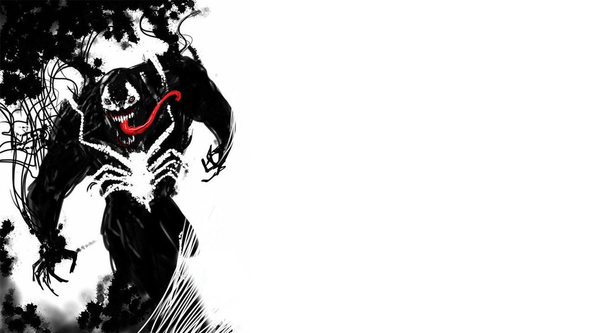 Venom Marvel Comics symbiote costume fan art white background Eddie Brock Symbiote wallpaperx1080