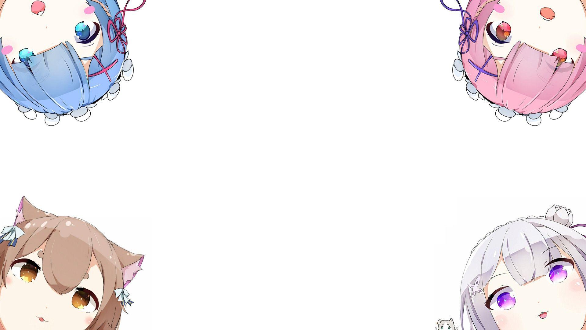 Rem Ram Ferris Emilia and Puck Re:Ze. Wallpaper