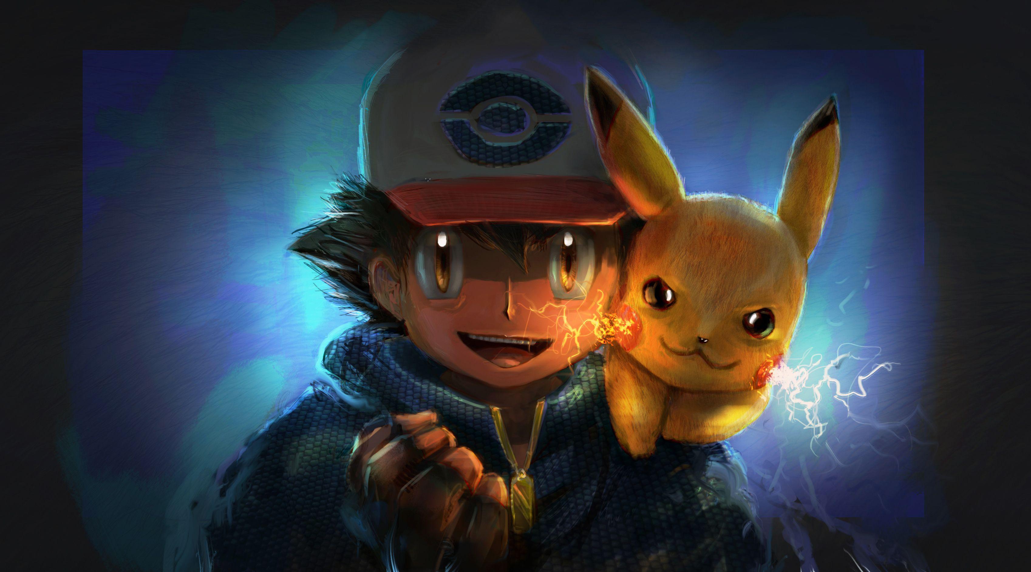 Ash And Pikachu Artwork, HD Anime, 4k Wallpaper, Image