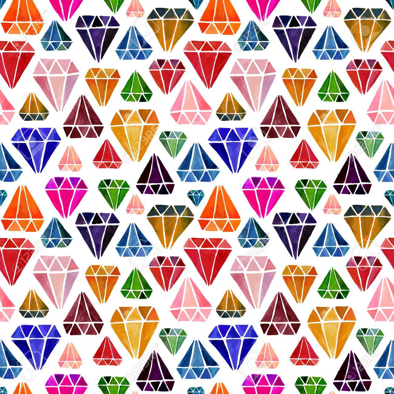 Drawn diamonds background pattern and in color drawn