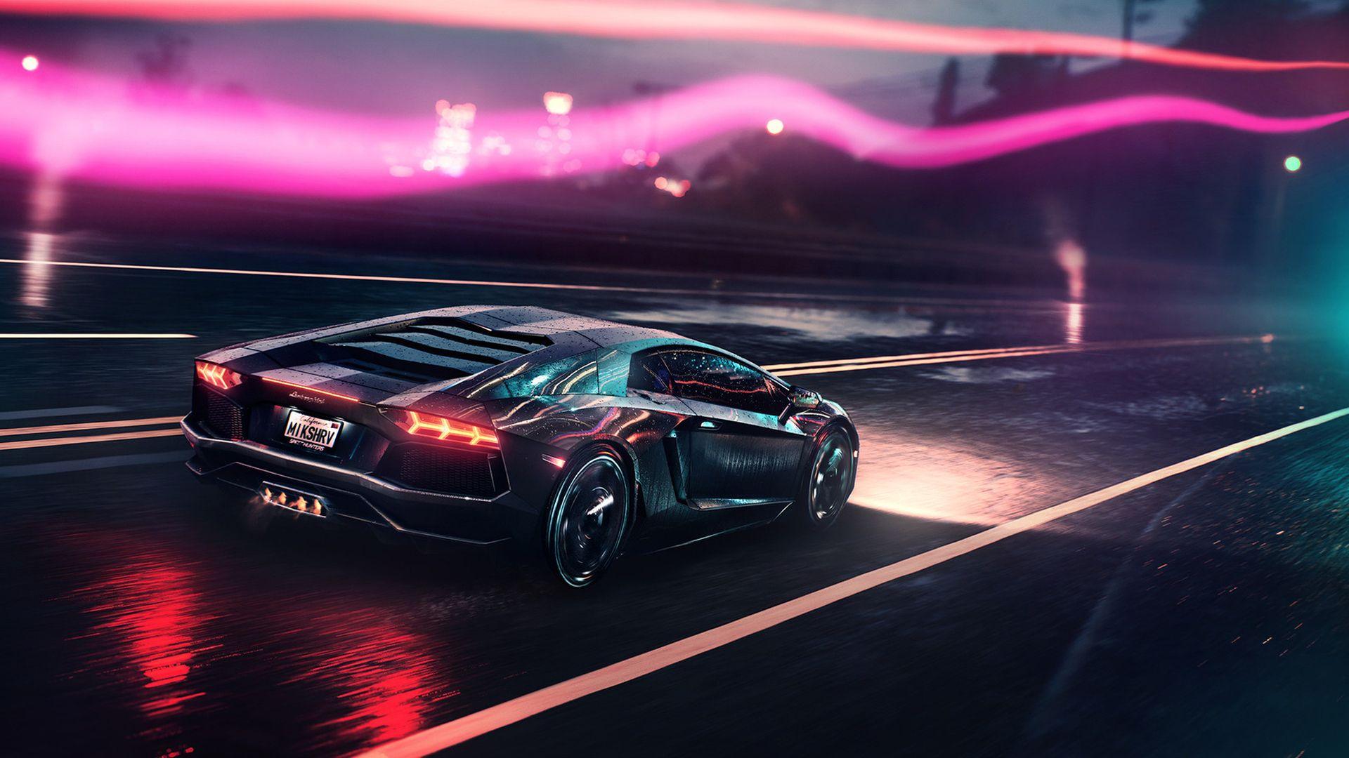 Lamborghini Cars, Lamborghini Aventador Black Color Blue Color
