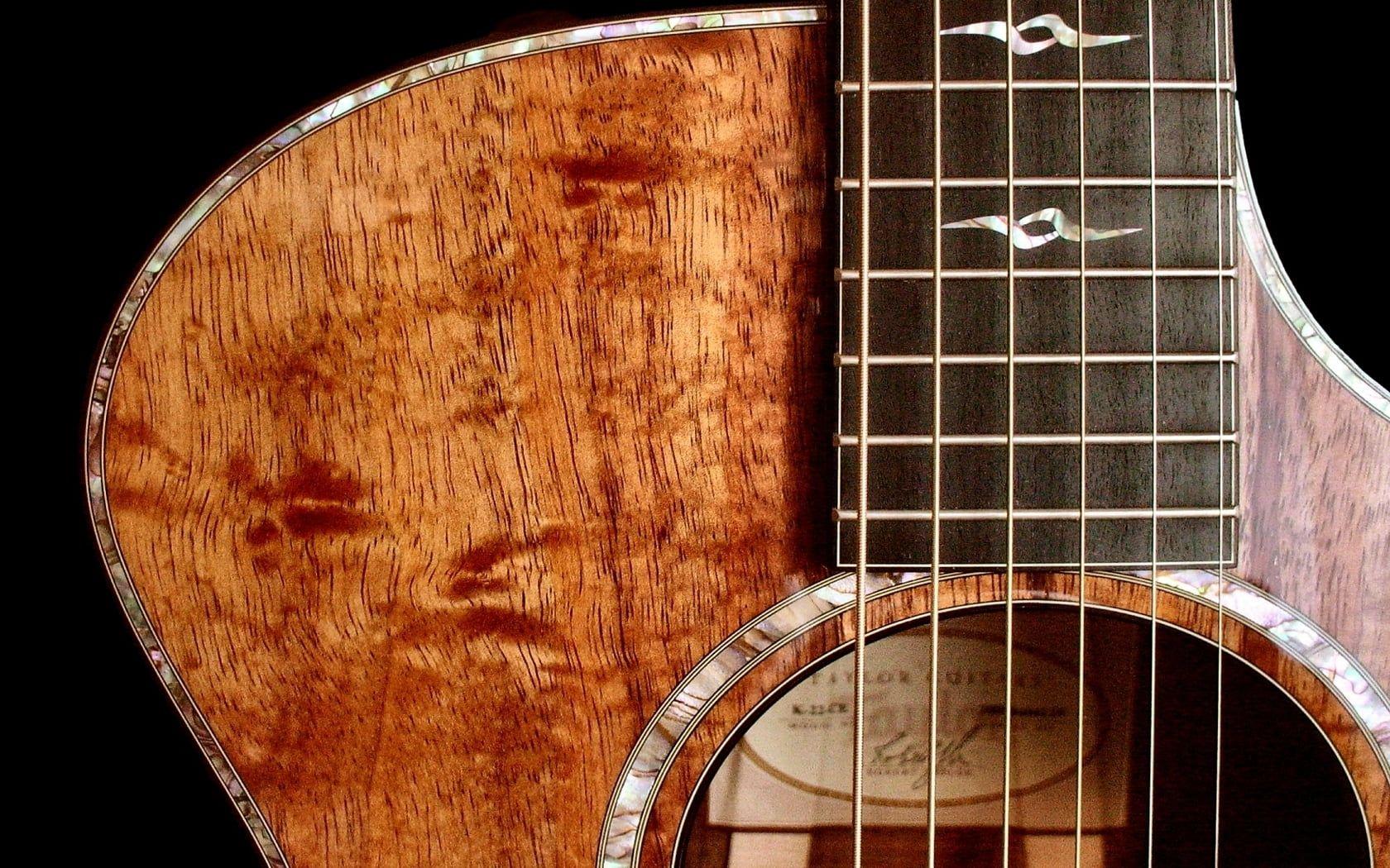 Natural finish cutaway acoustic guitar HD wallpaper