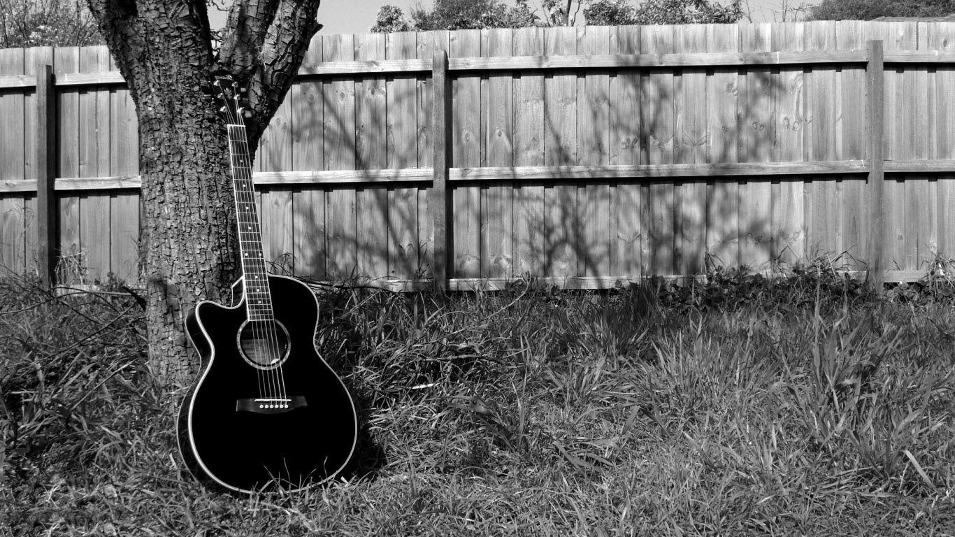black and white guitar wallpaper