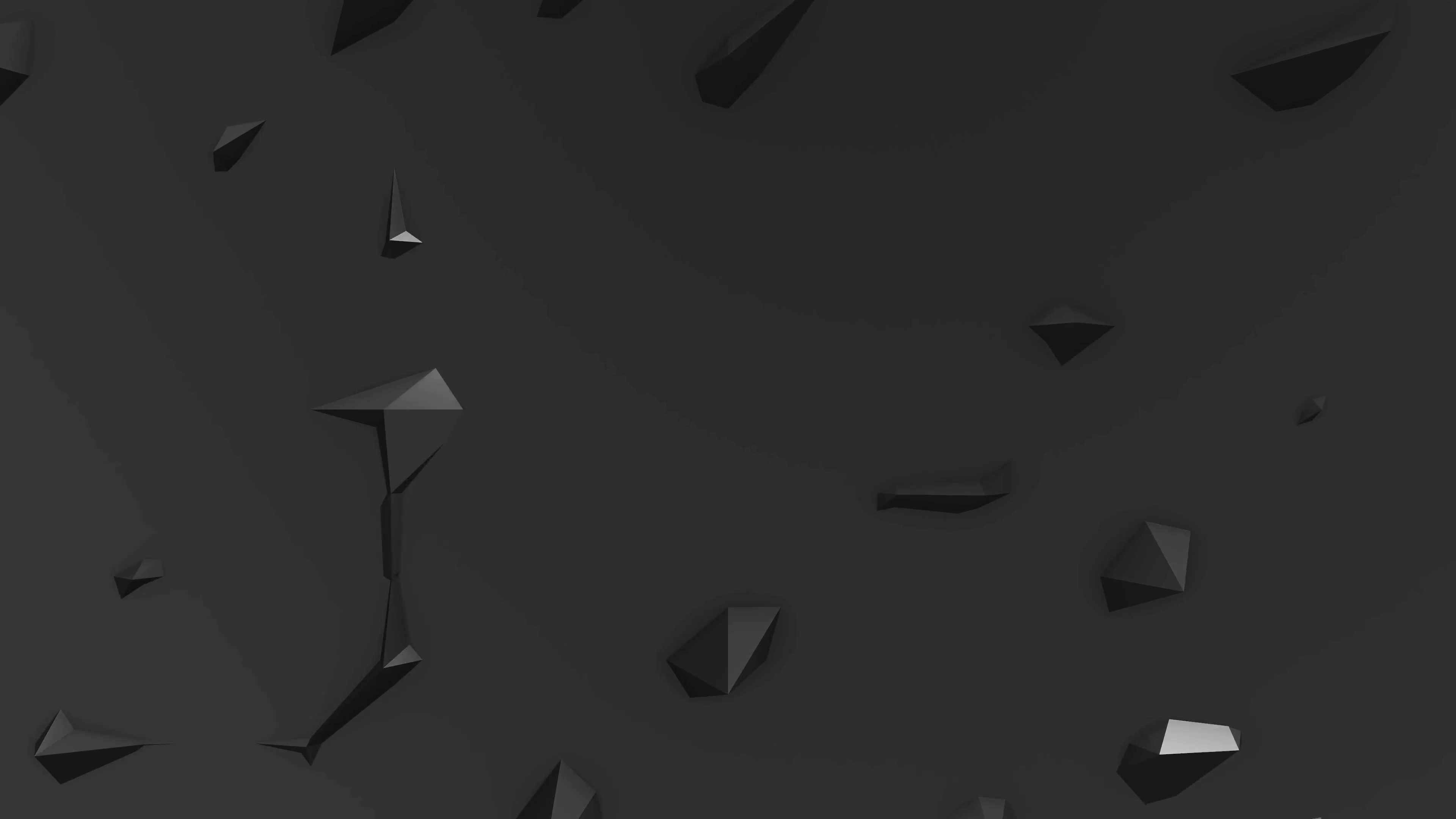 4k Black Low Poly Abstract Background. Black spikes appear