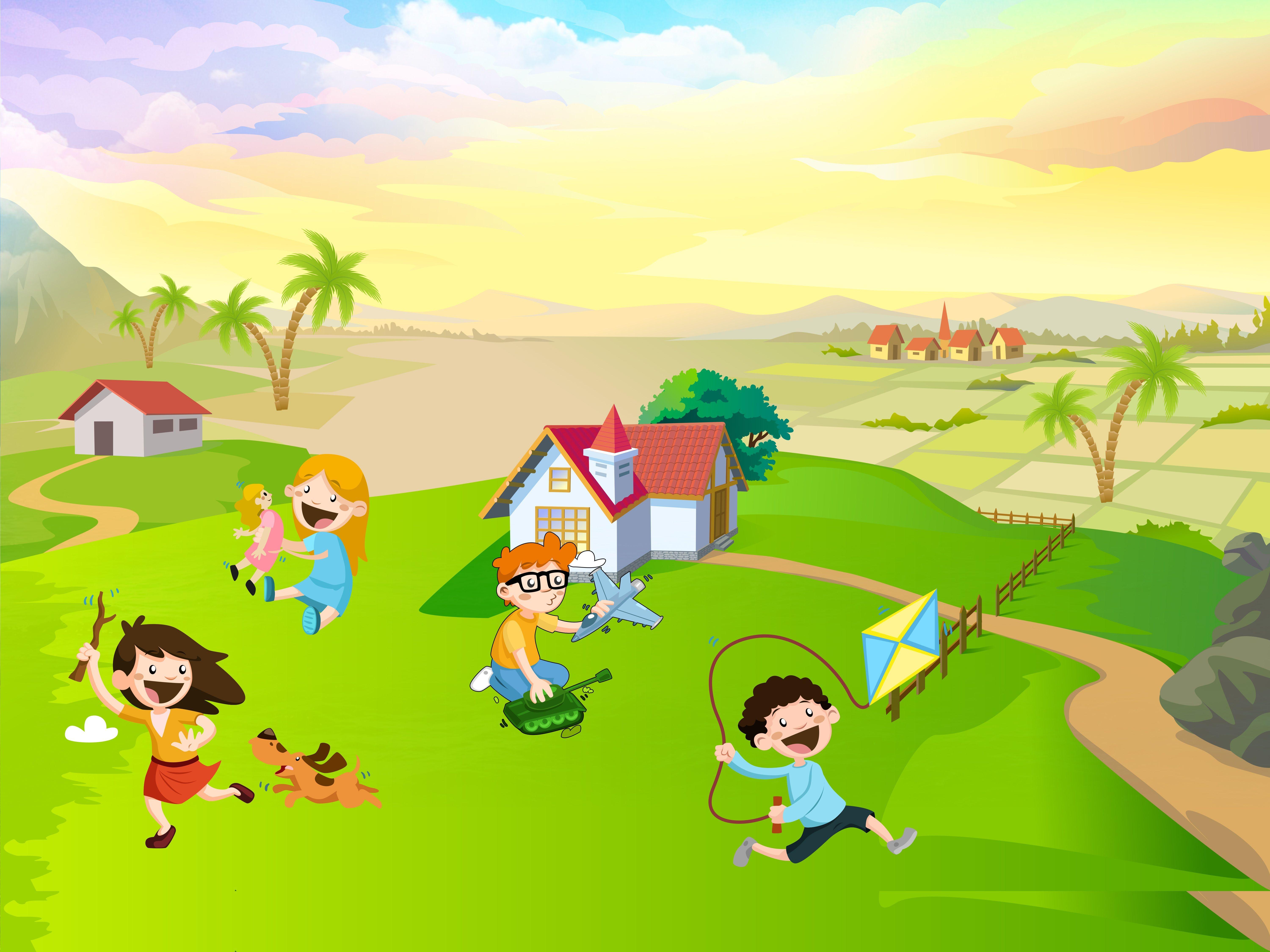 Wallpaper.wiki Kids Wallpaper With A Lage Ground And Kite PIC