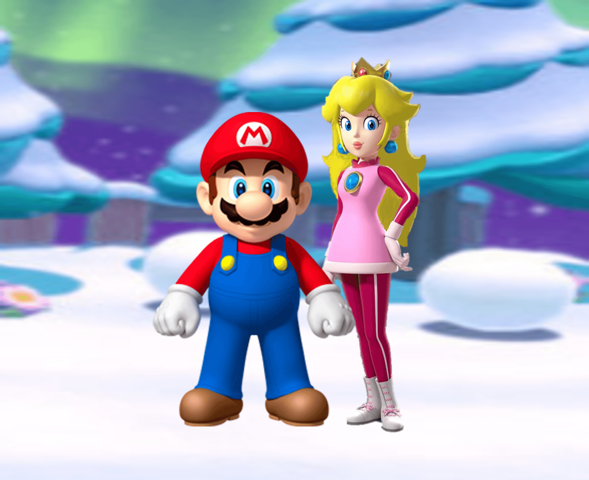 Mario and Peach image Mario and Peach Winter Couple HD wallpaper