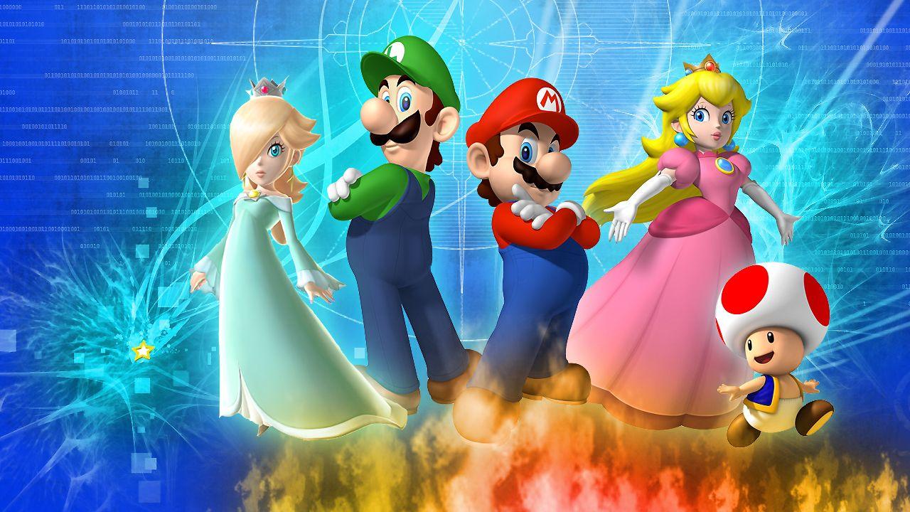 Mario Luigi Rosalina Peach And Toad Kids (1280×720). Mario And Luigi, Super Mario Galaxy, Super Mario