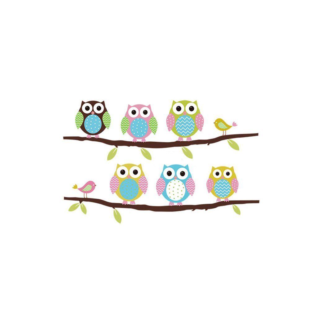 docooler Cartoon Cute Six Owl on the Tree DIY Wall Wallpaper