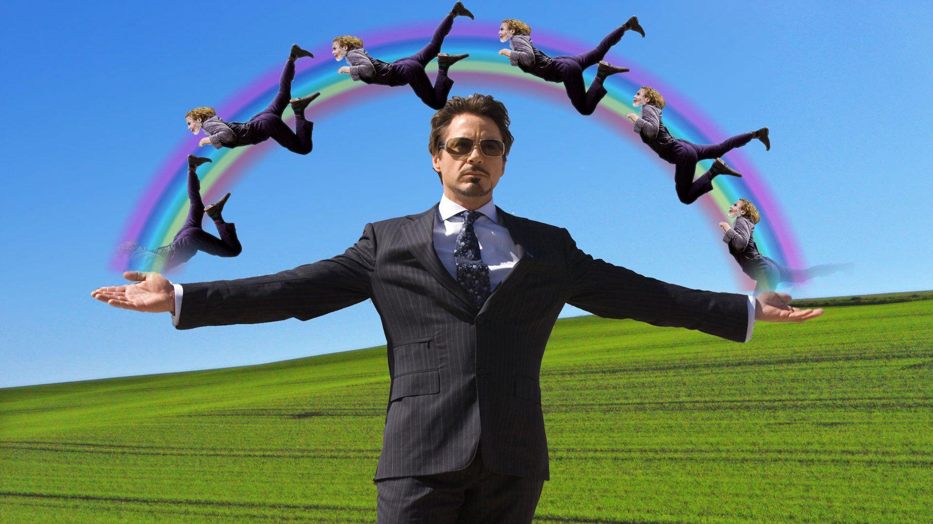 Iron Man The Joker funny rainbows Tony Stark Robert Downey Jr
