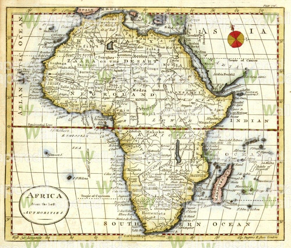 Antique Map of Africa 1792 Wall Mural