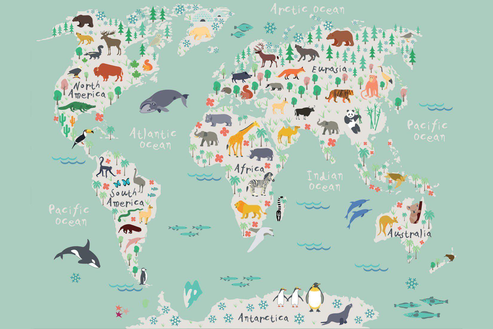Safari Kids Map Mural Wallpaper. MuralsWallpaper.co.uk. Design