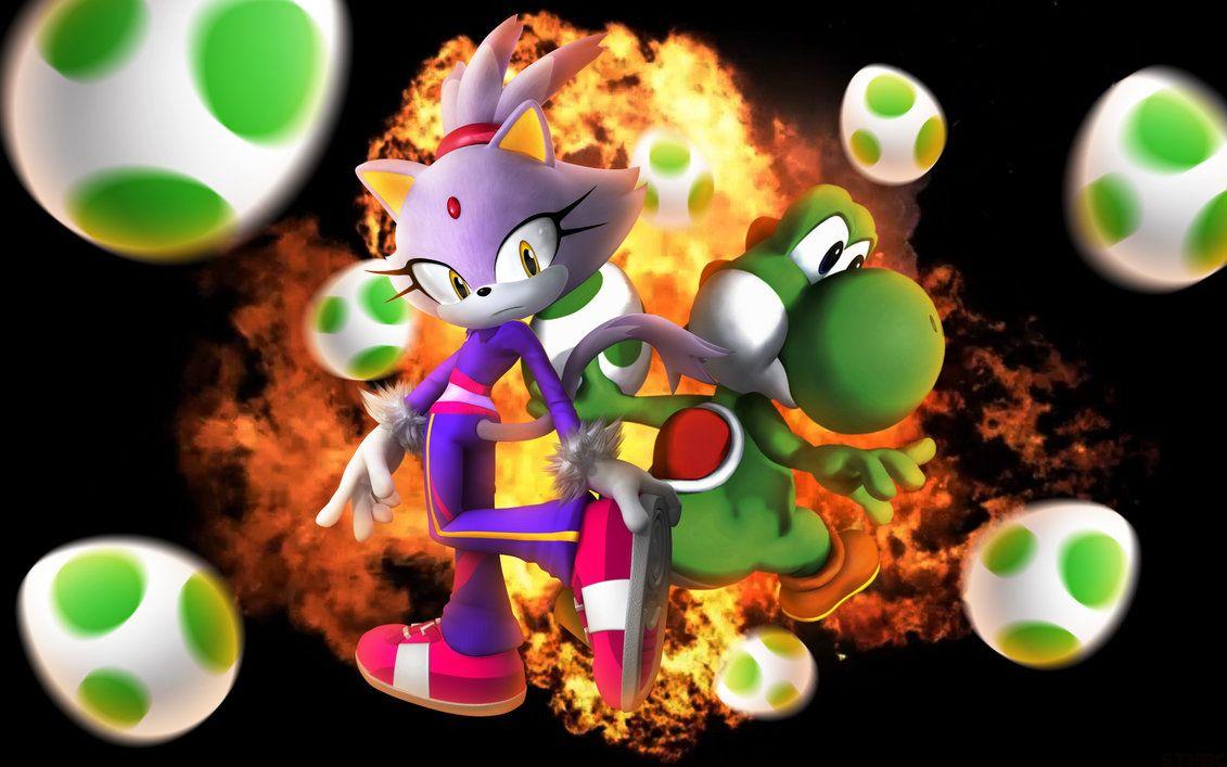 Blaze The Cat And Yoshi