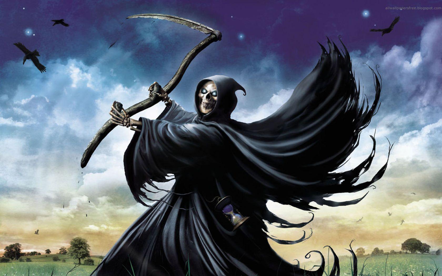 is your time skull with scythe wallpaper from Evil wallpaper
