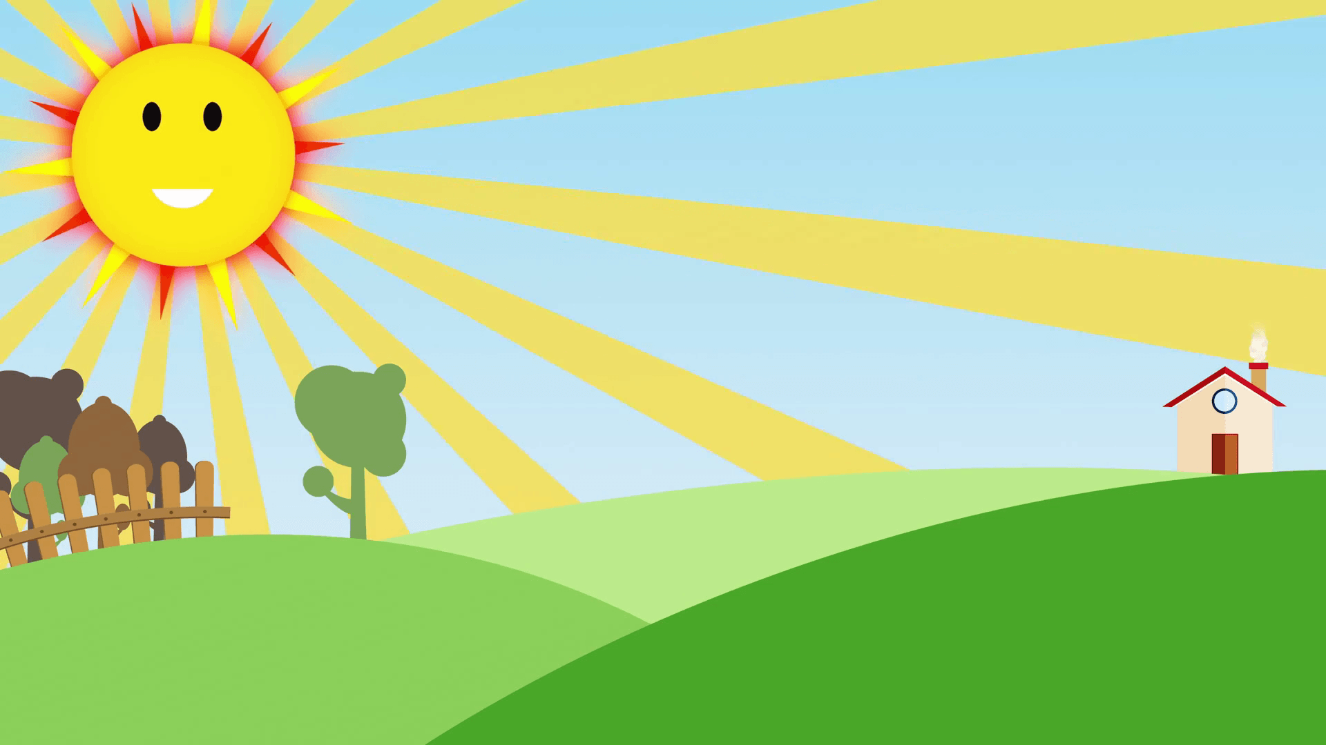 Nature Background For Kids With Smiling Sun seamless loop. Nice
