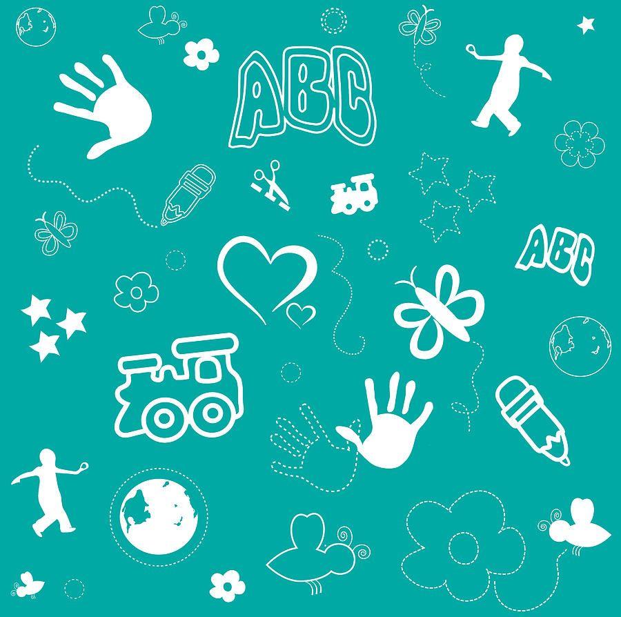 Kid's Playful Background Pattern And Shapes Drawing