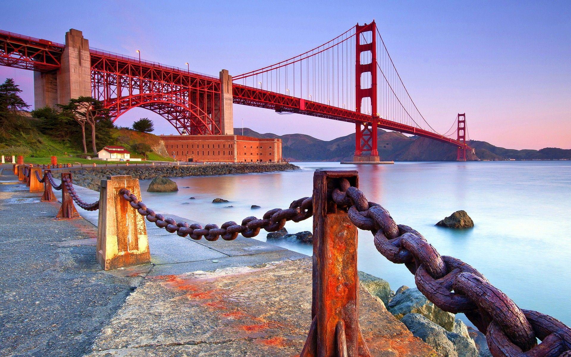 Beautiful Long Golden Gate Bridge in California USA HD Wallpaper