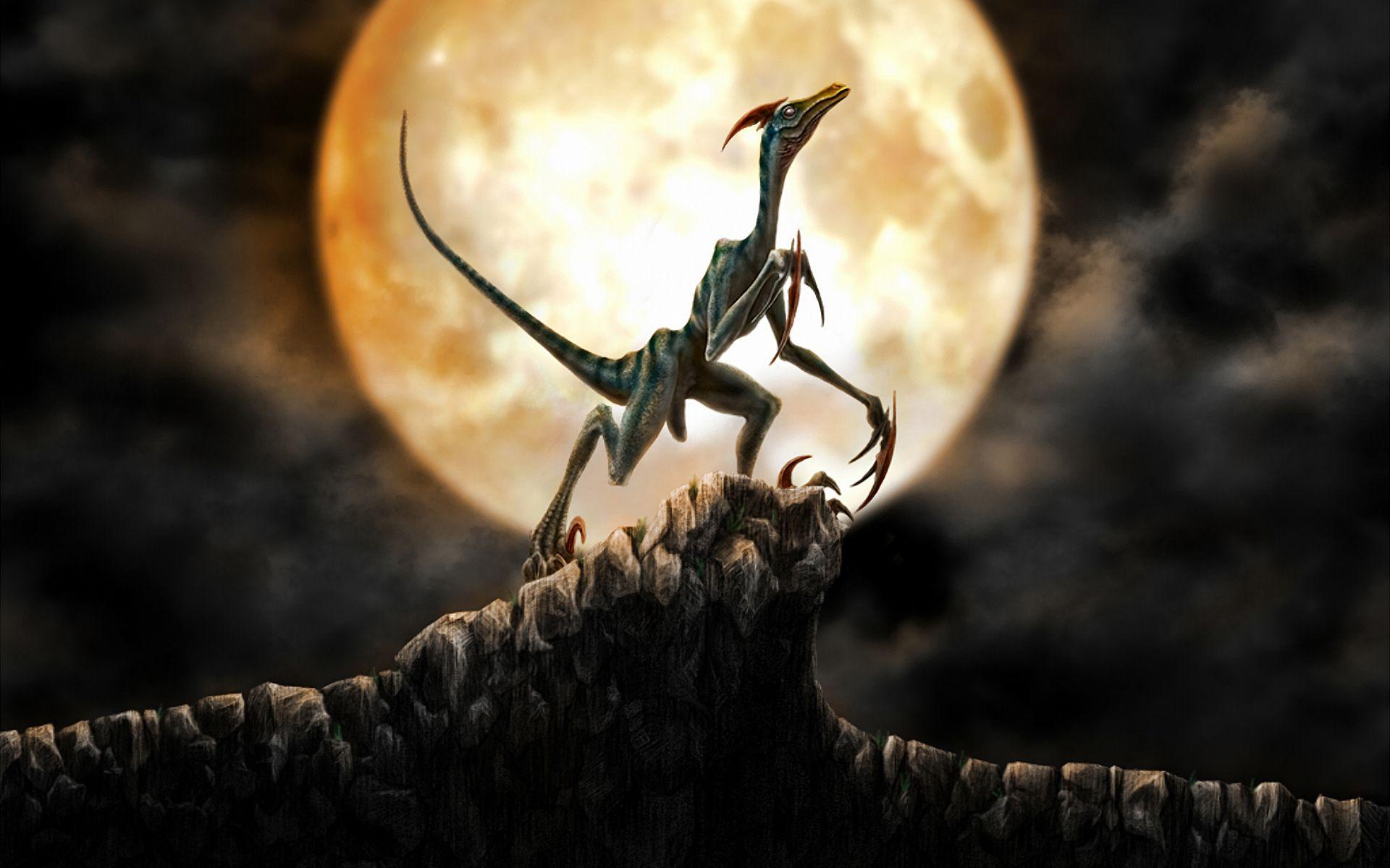 Dinosaur on moon background wallpaper and image