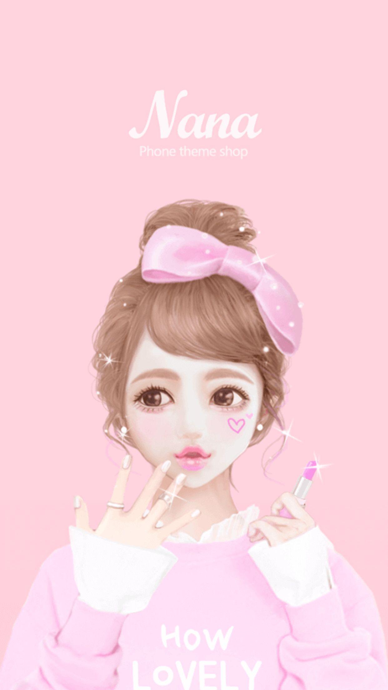 Cute Pink Korean Cartoon Wallpaper