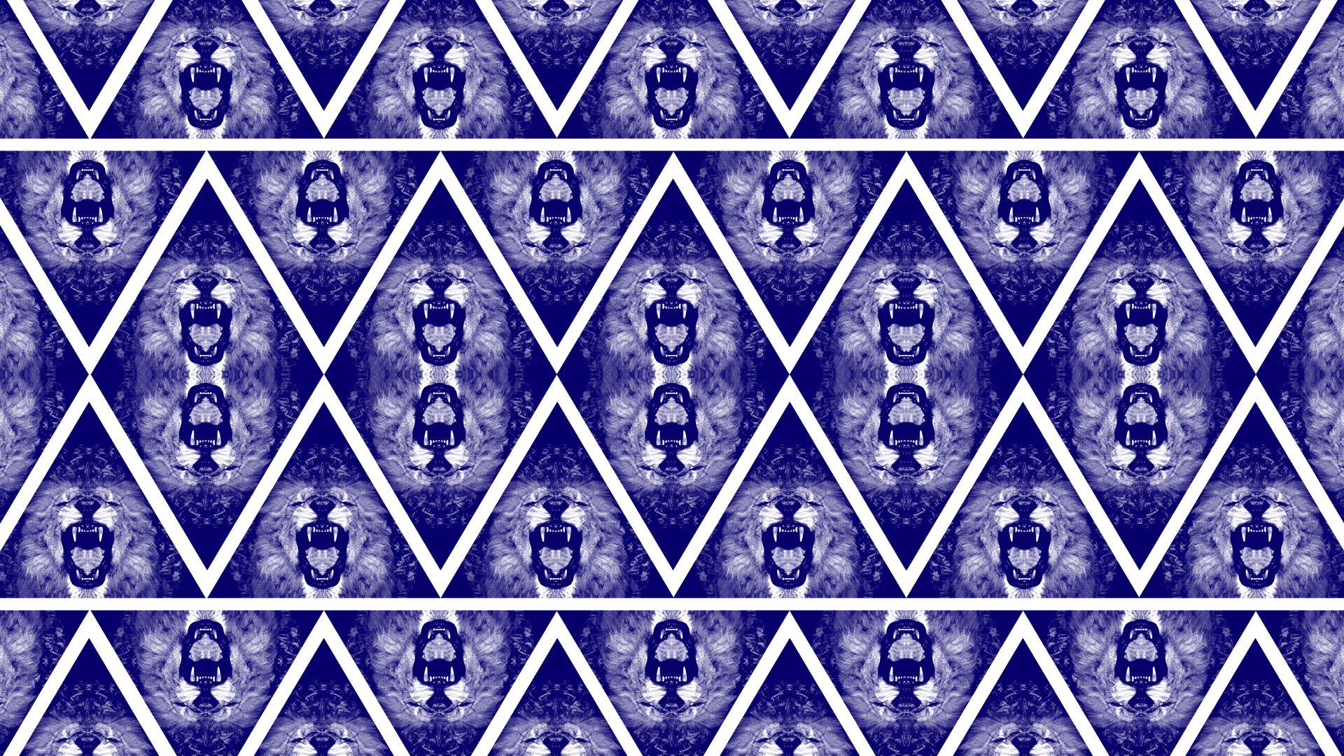 Blue Bandana Wallpaper High Resolution HD Lion Triangle Pattern