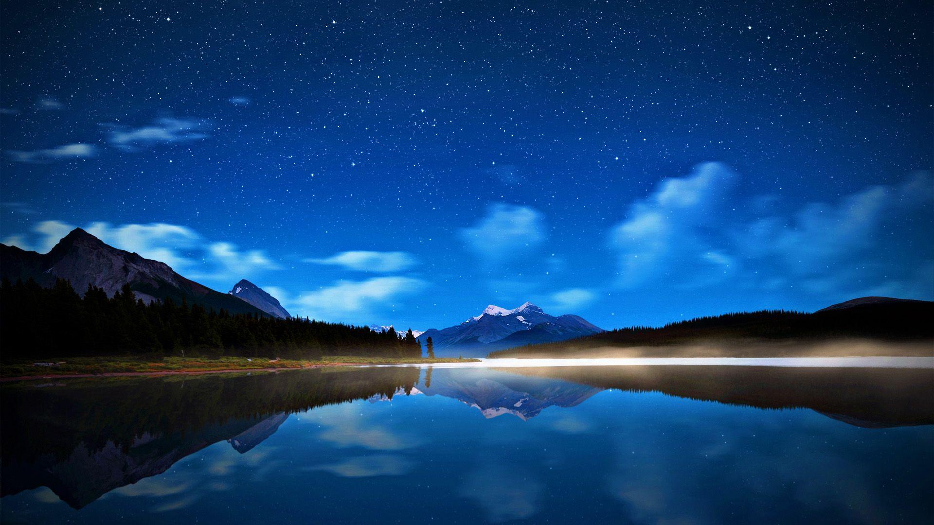 Widescreen Night Sky With High Definition On Resolution Nature