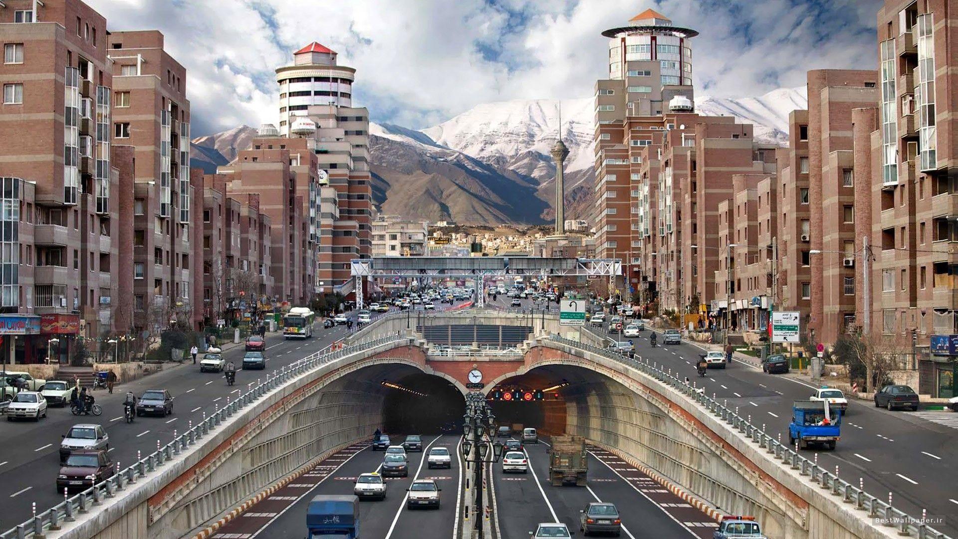 Download wallpaper 1920x1080 iran, tehran, road, building HD background