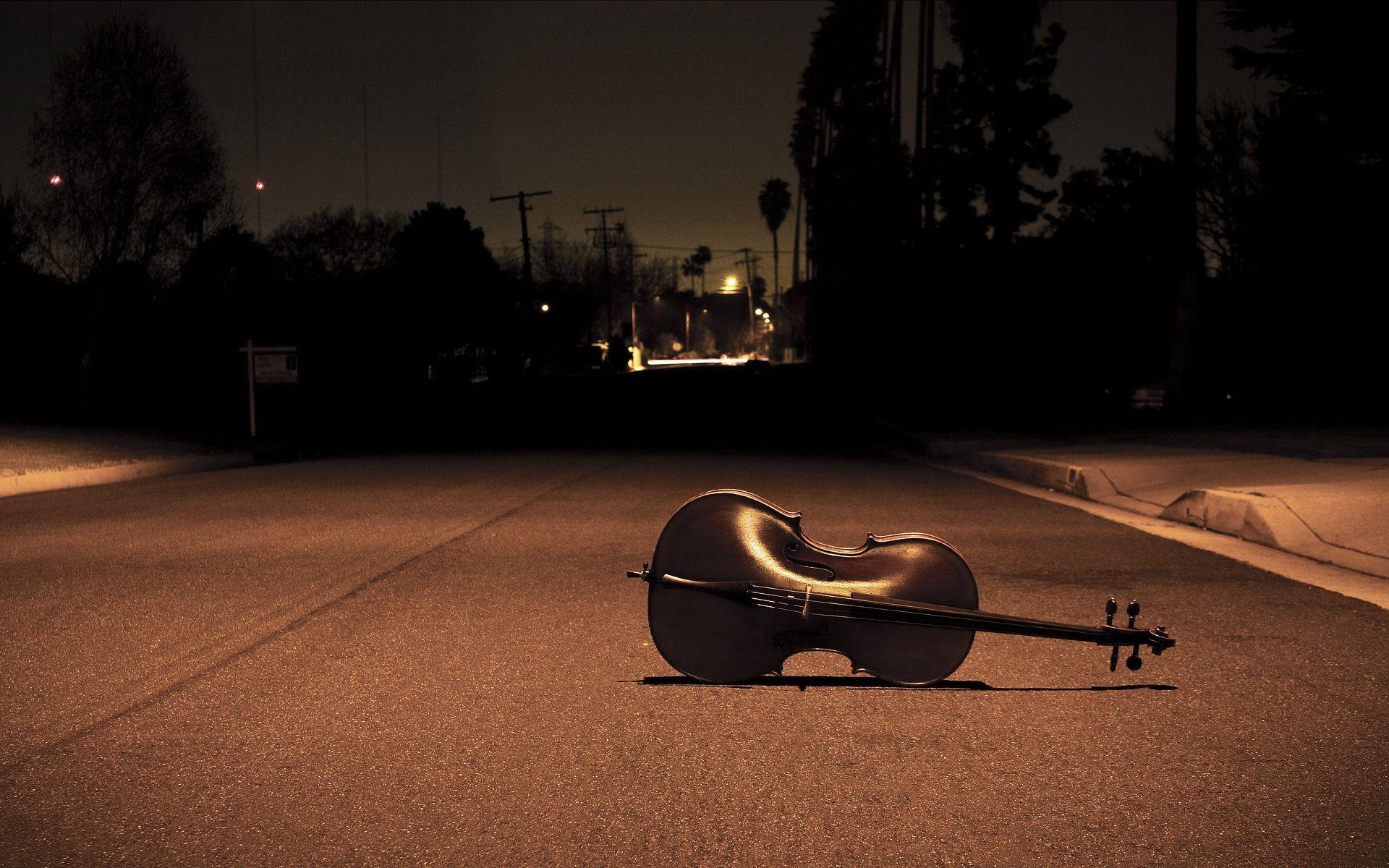 Alone guitar on lonely city road sad music wallpaper. HD