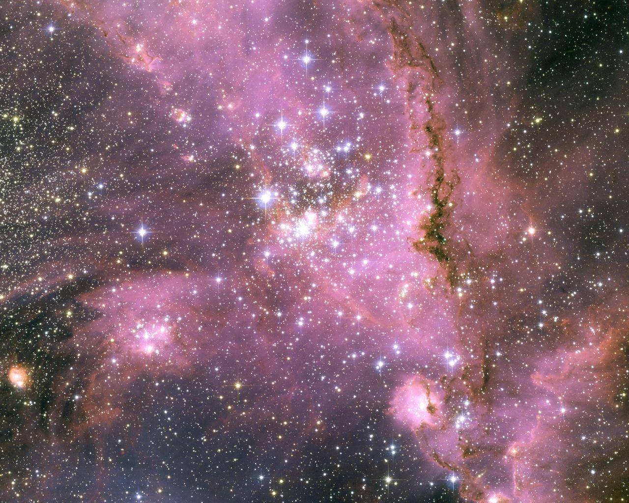 Download wallpaper 1280x1024 stars, pink, light, galaxy standard 5:4