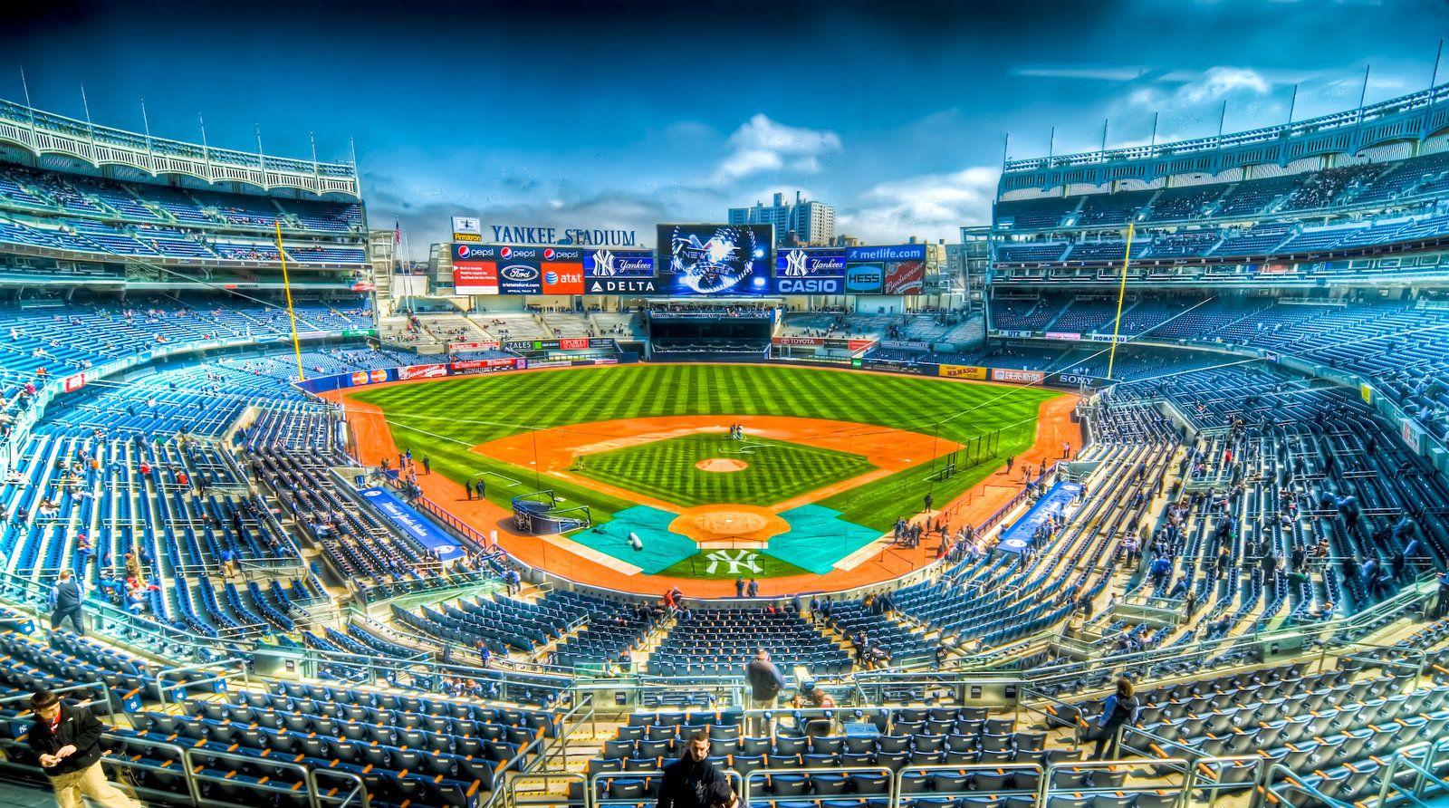 Download Yankee Stadium Under Pretty Blue Skies Wallpaper