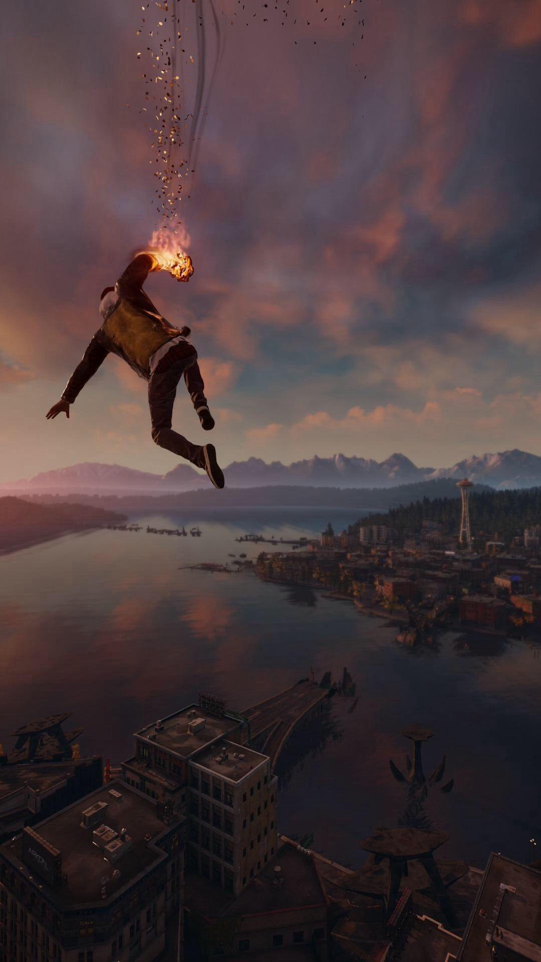 Infamous Second Son Smoke Ability City View Android Wallpaper free