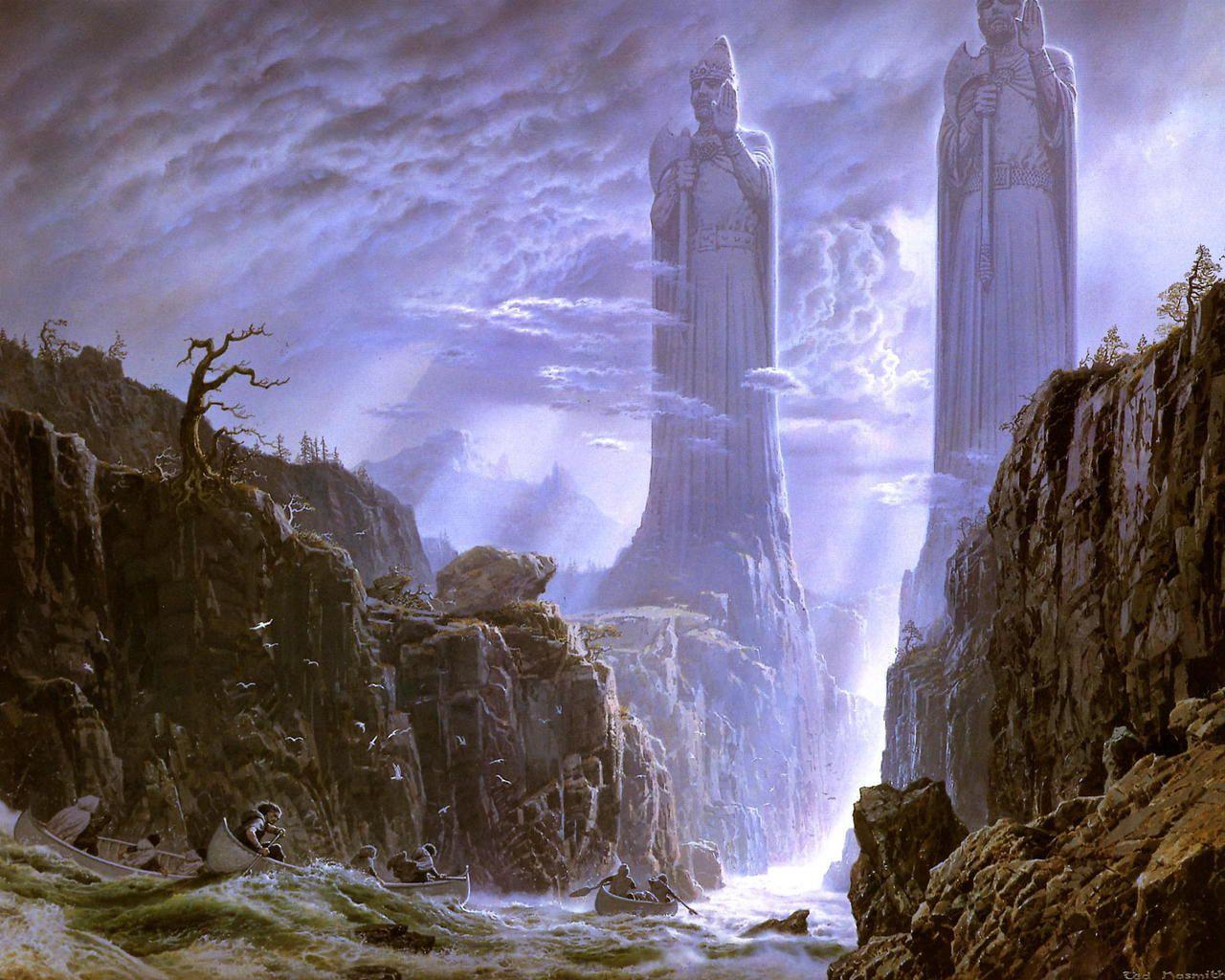 rocks, The Lord of the Rings, Argonath, statues, artwork, Ted