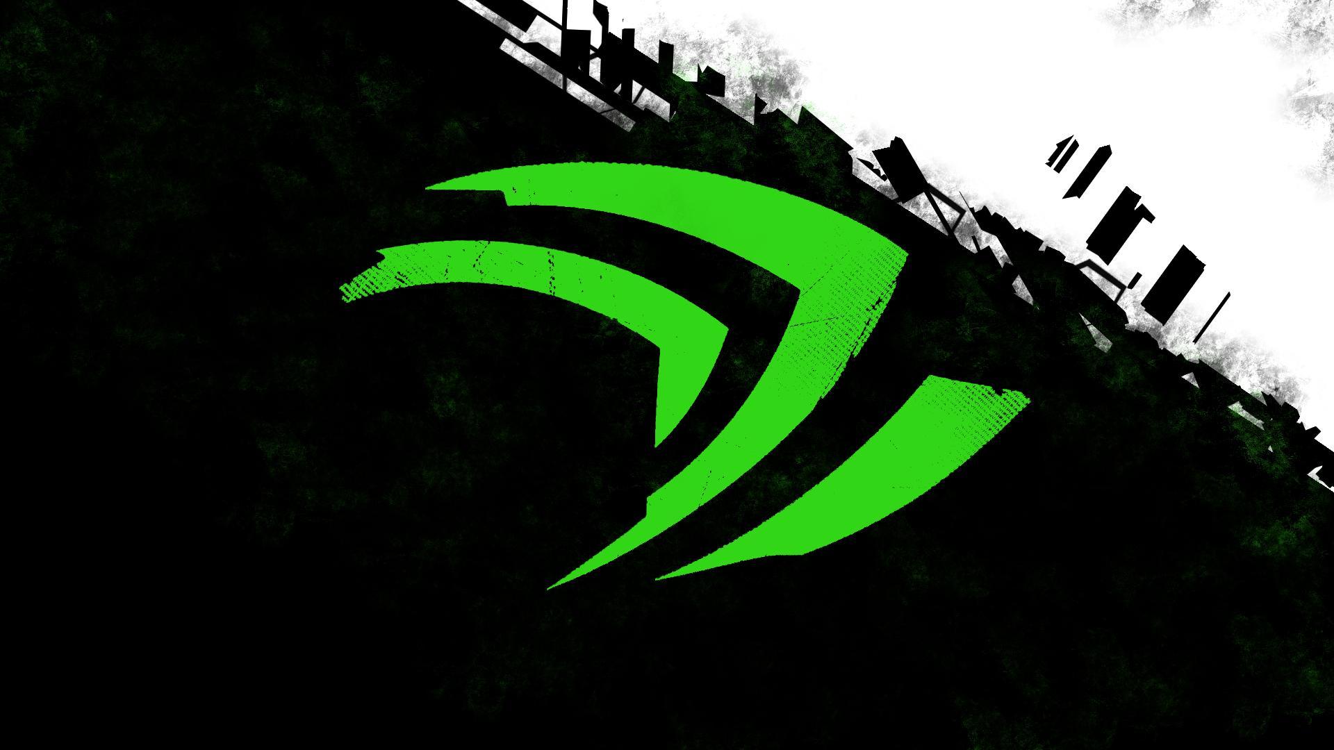 Wallpaper Nvidia Black Full HD Green Logo X Of Image Pc