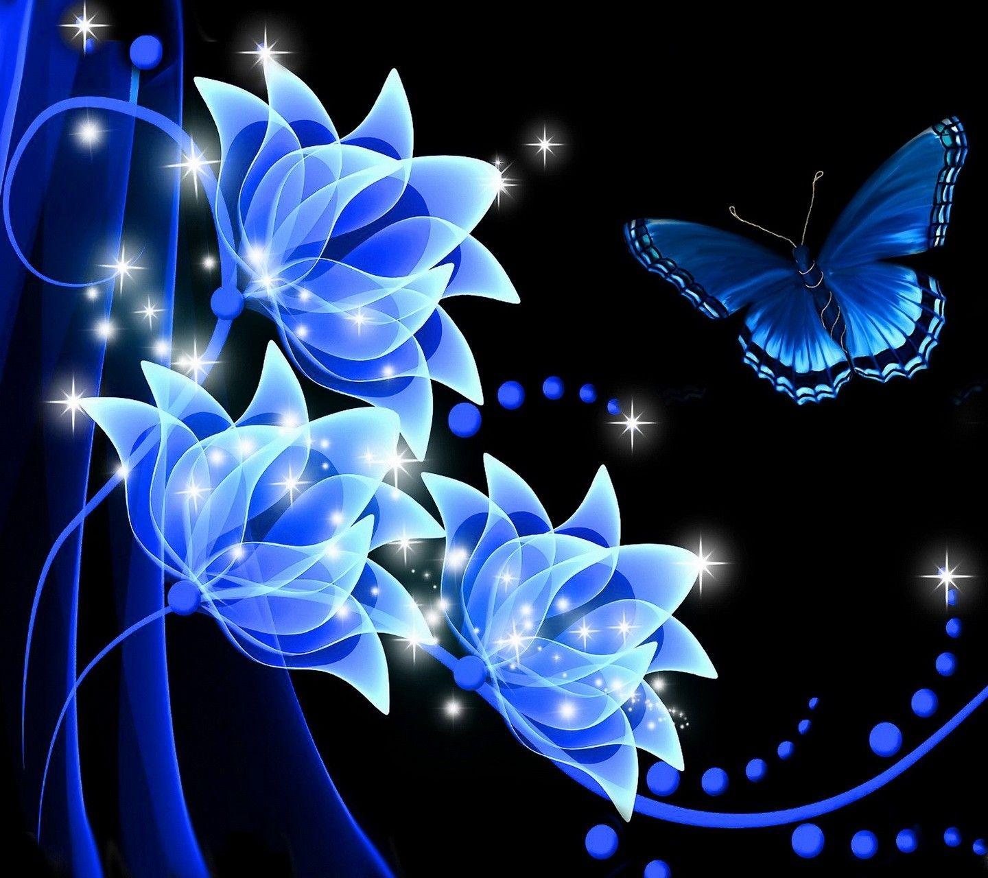 Rose Butterfly Cute Lovly Blue Rhapsody Wallpaper Nice Flower