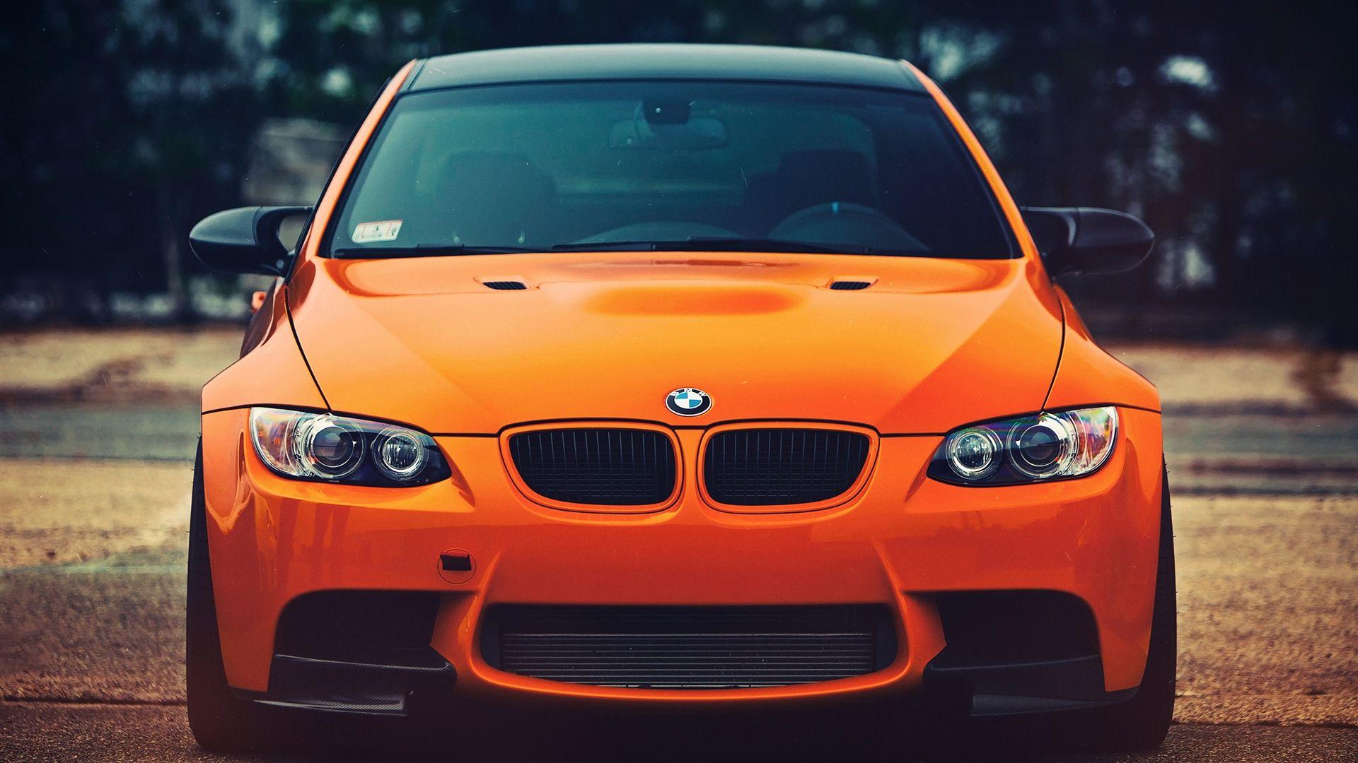 Download Wallpaper 1920x1080 BMW M3 orange car front view Full HD
