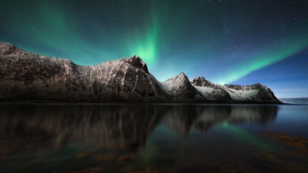 Wallpaper Northern Lights, Aurora Borealis, Iceland, Nature