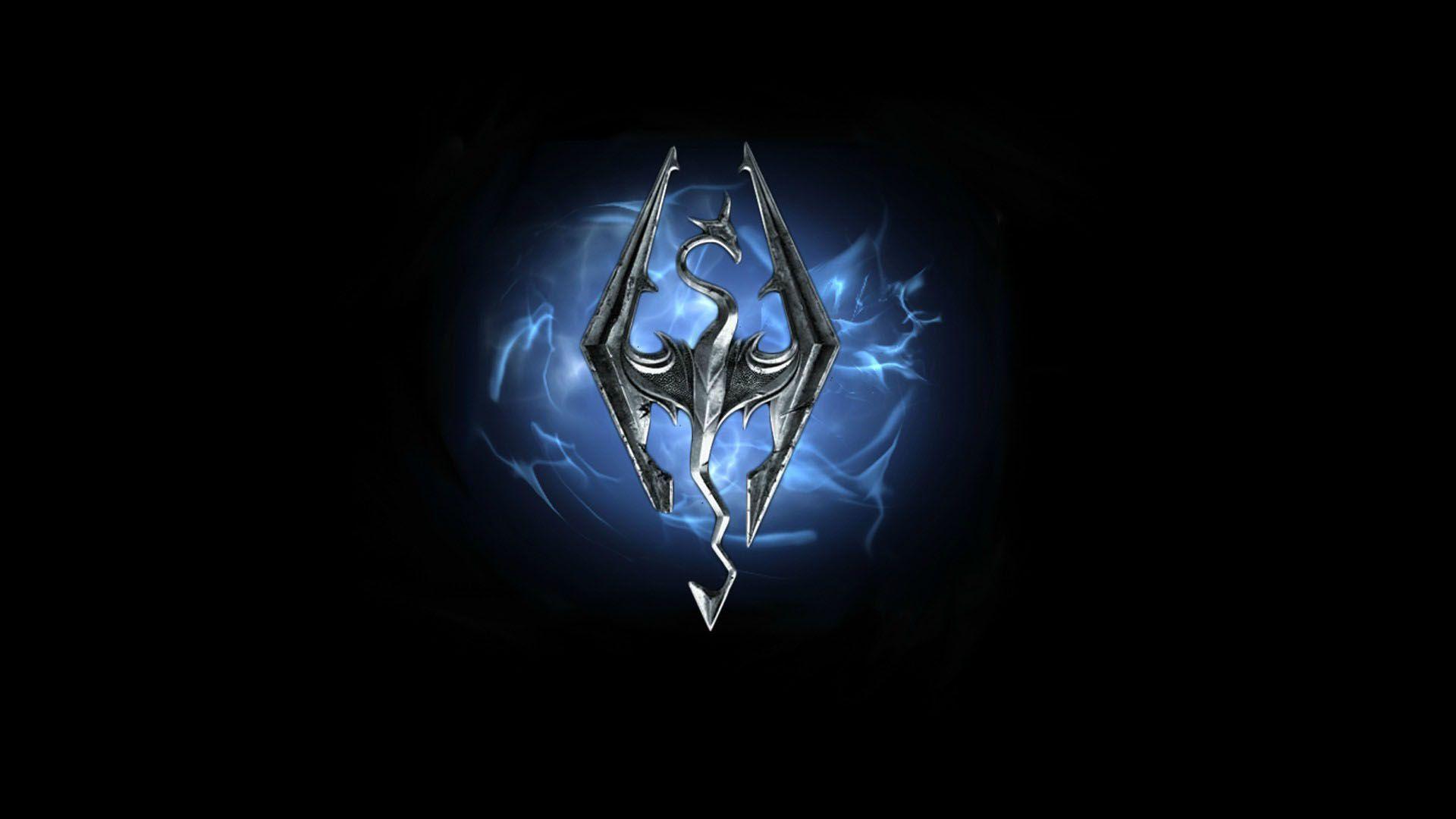 Skyrim Blue Fire Dragon Game Logo HD Wallpaper. Games