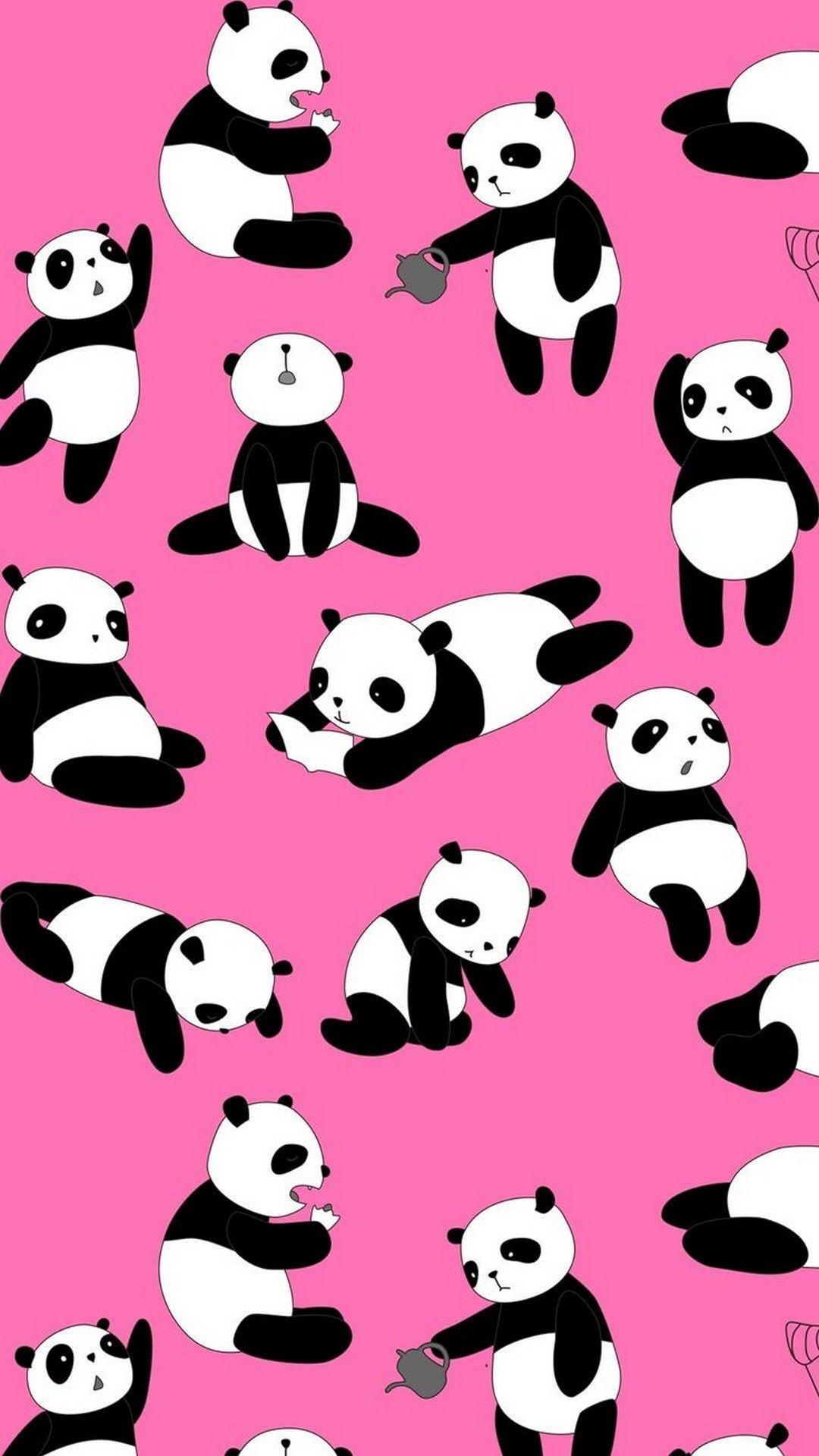 Cute Panda Pink iPhone Wallpaper iPhone Wallpaper. シロクマ イラスト, パンダ イラスト, かわいい壁紙iphone