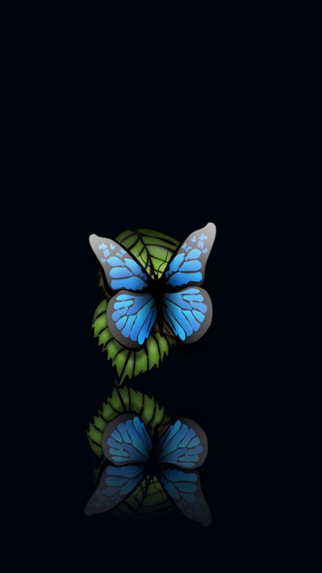 Blue Butterfly Black Background iPhone 6 Plus HD Wallpaper HD
