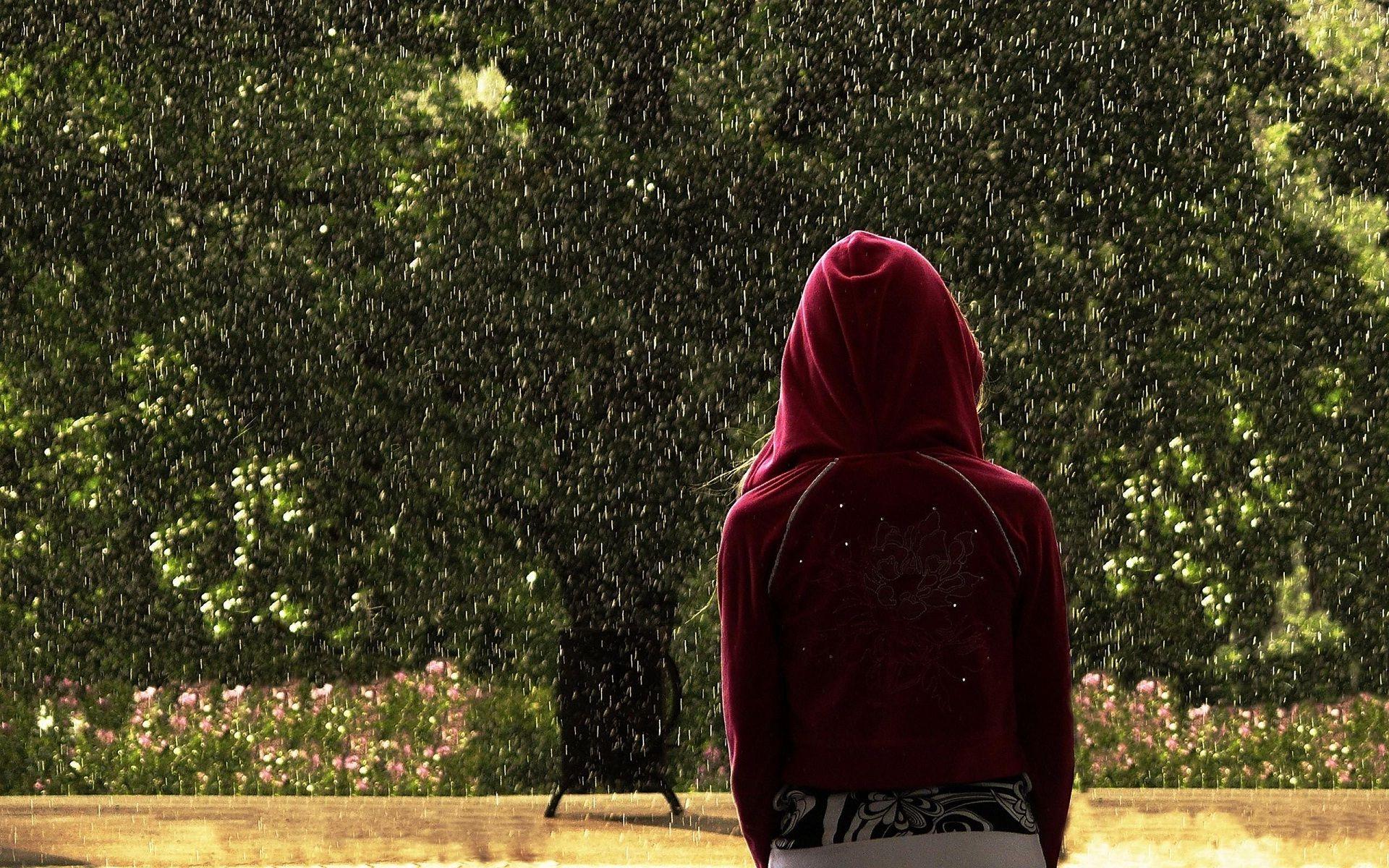 Silent girl observe happy monsoon. HD Wallpaper Rocks