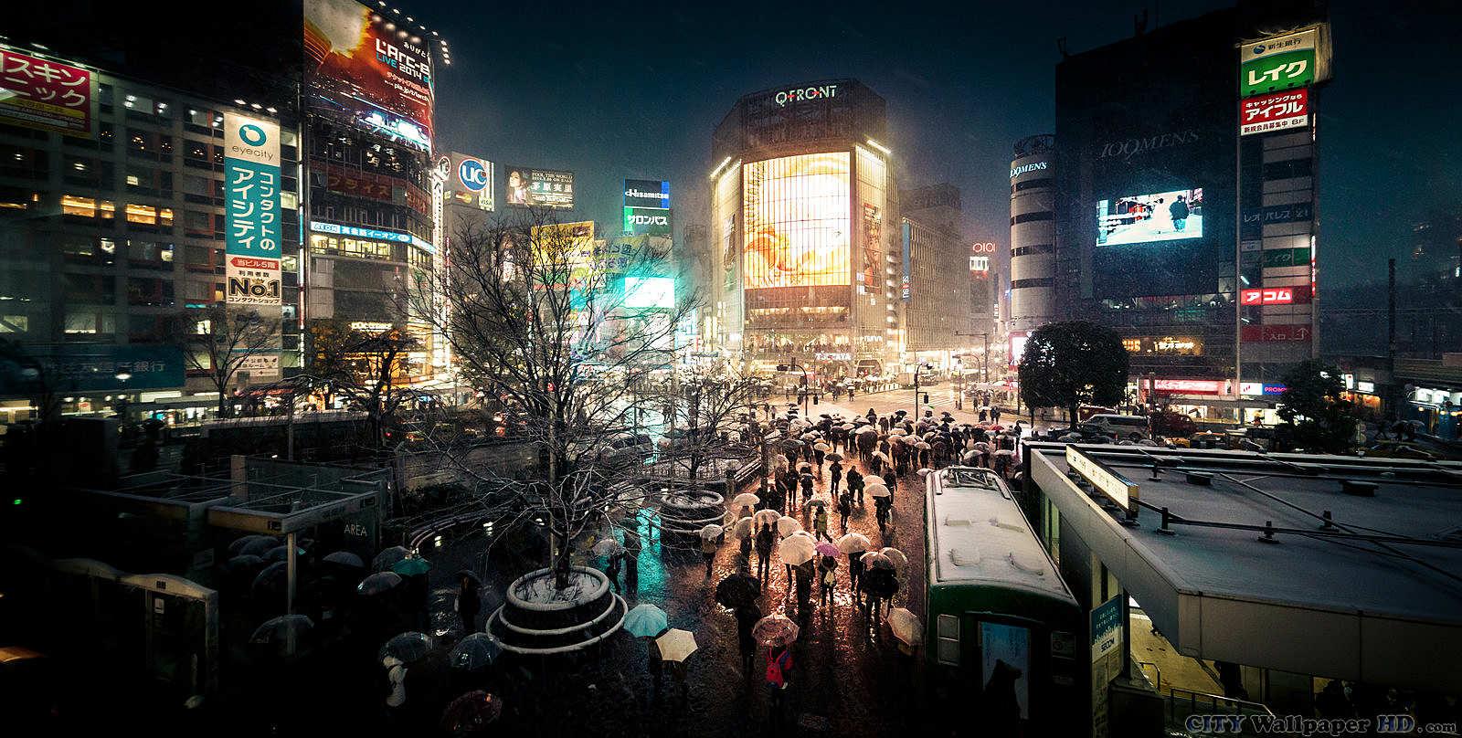 Night in Tokyo. Picture of cities and countries for ios. Shibuya