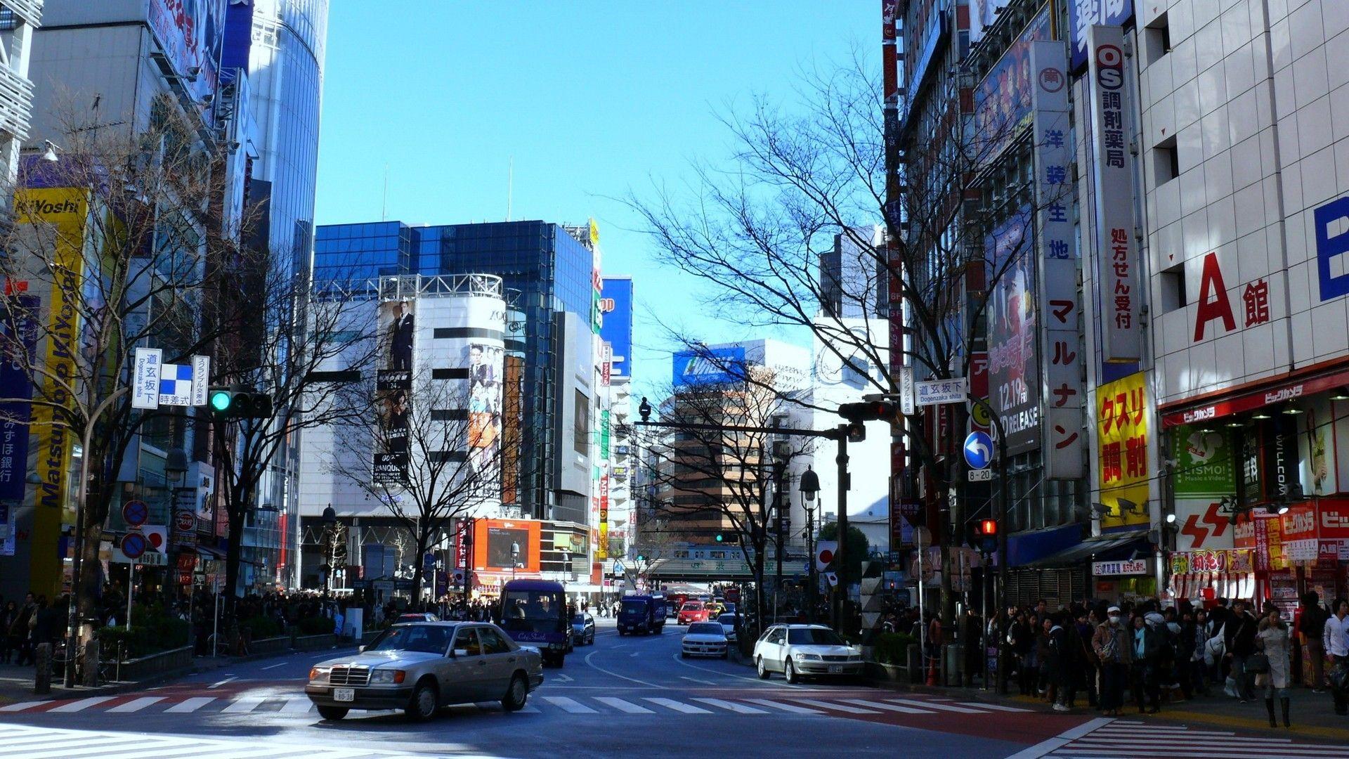 Download Wallpaper 1920x1080 japan, tokyo, street, road, urban