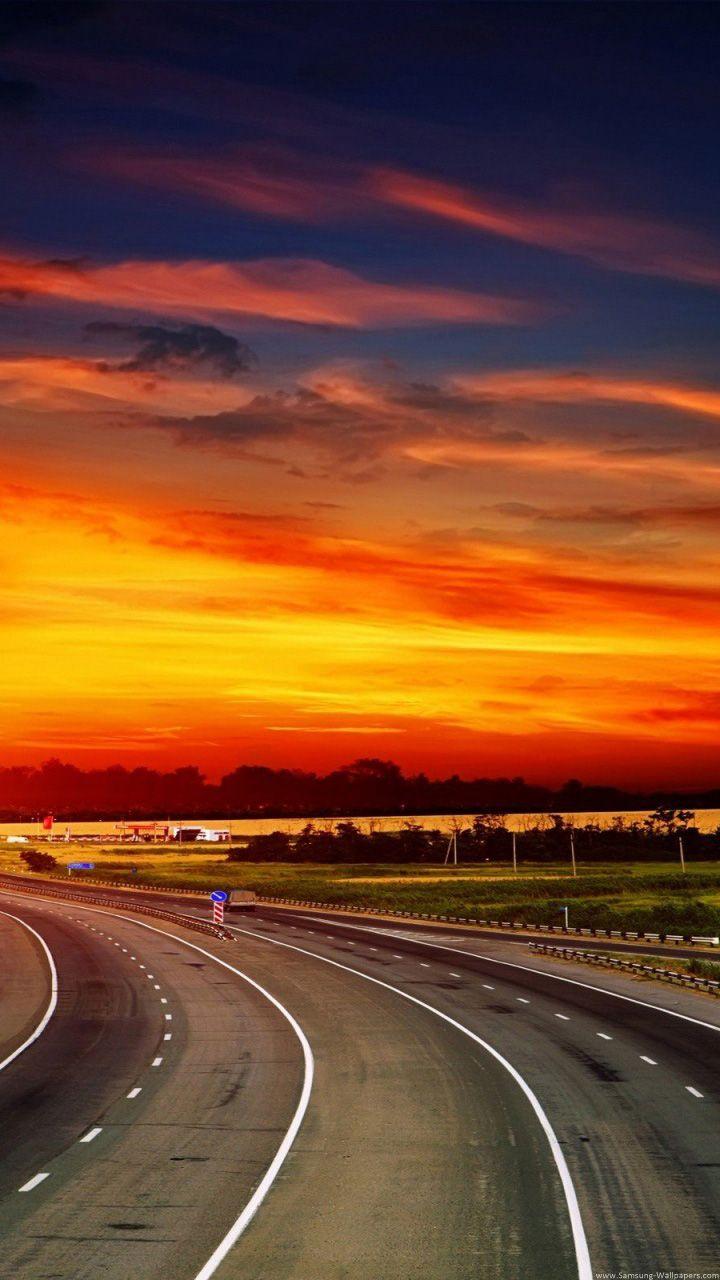 Sunset on highway Desktop Galaxy S3 720x1280 Wallpaper HD_Samsung