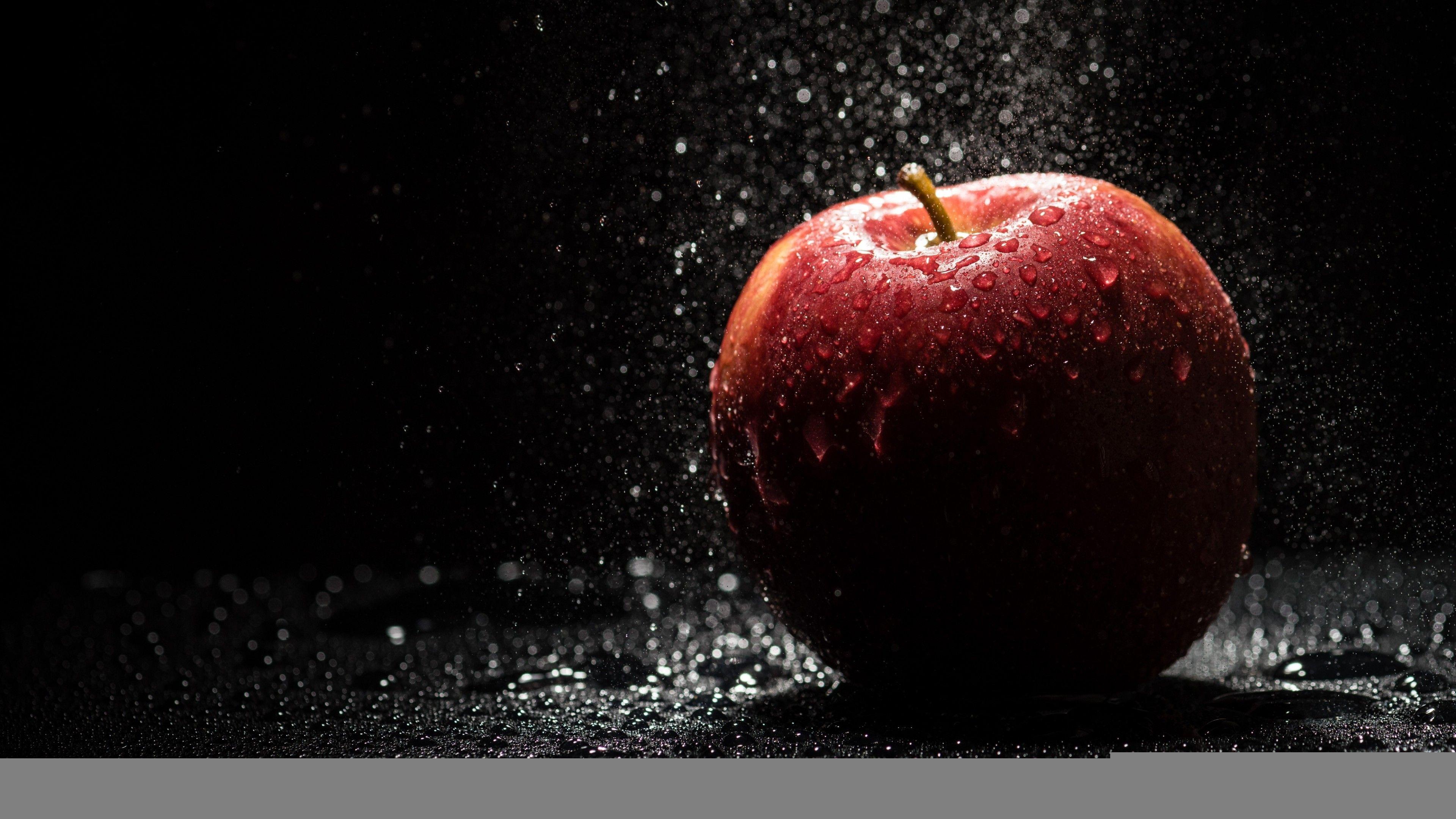Wallpaper Apple, Droplets, Dark background, 4K, Lifestyle