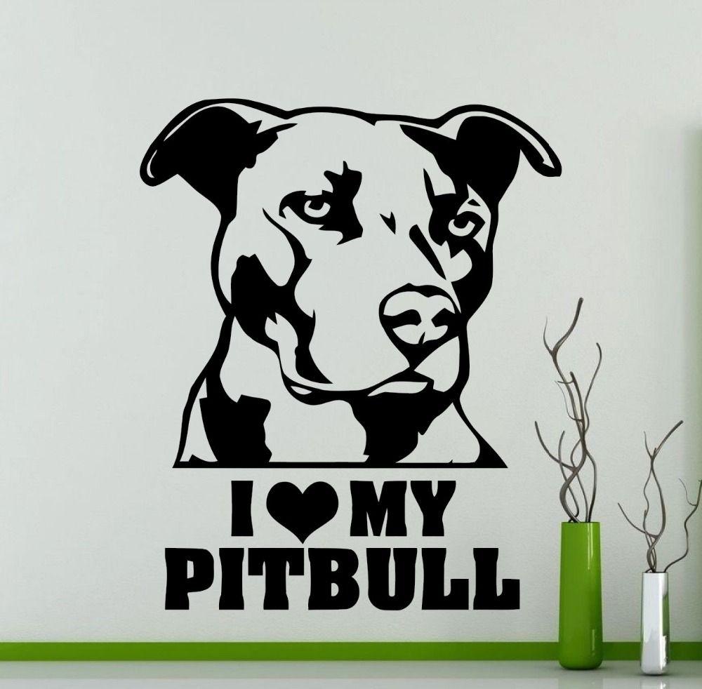 I love my Pitbull Art bULL dog wallpaper Cute Wall Sticker For Home
