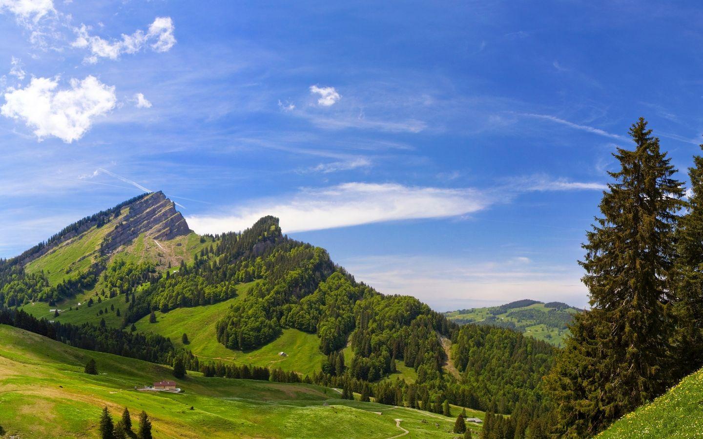 Berge Mountains Panorama Background View Sky Nature